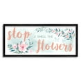 thumbnail image 1 of Stupell Industries Stop and Smell the Flowers Sentiment Pink Blossoms Inspirational Painting Black Framed Art Print Wall Art, 10 x 24, 1 of 7