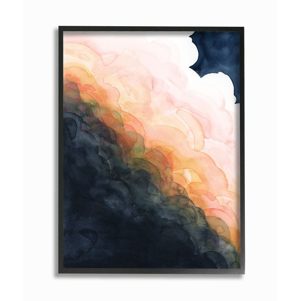 Abstract Sunset Watercolor Canvas Print in Black Frame, 11" x 14"