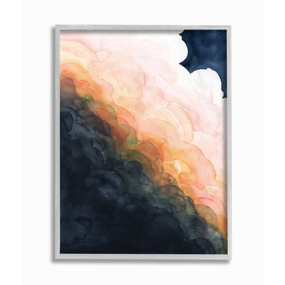 Stupell Industries Storm Cloud Abstraction at Sunset Watercolor Framed Wall Art Design by Grace Popp, 11" x 14", Gray Framed