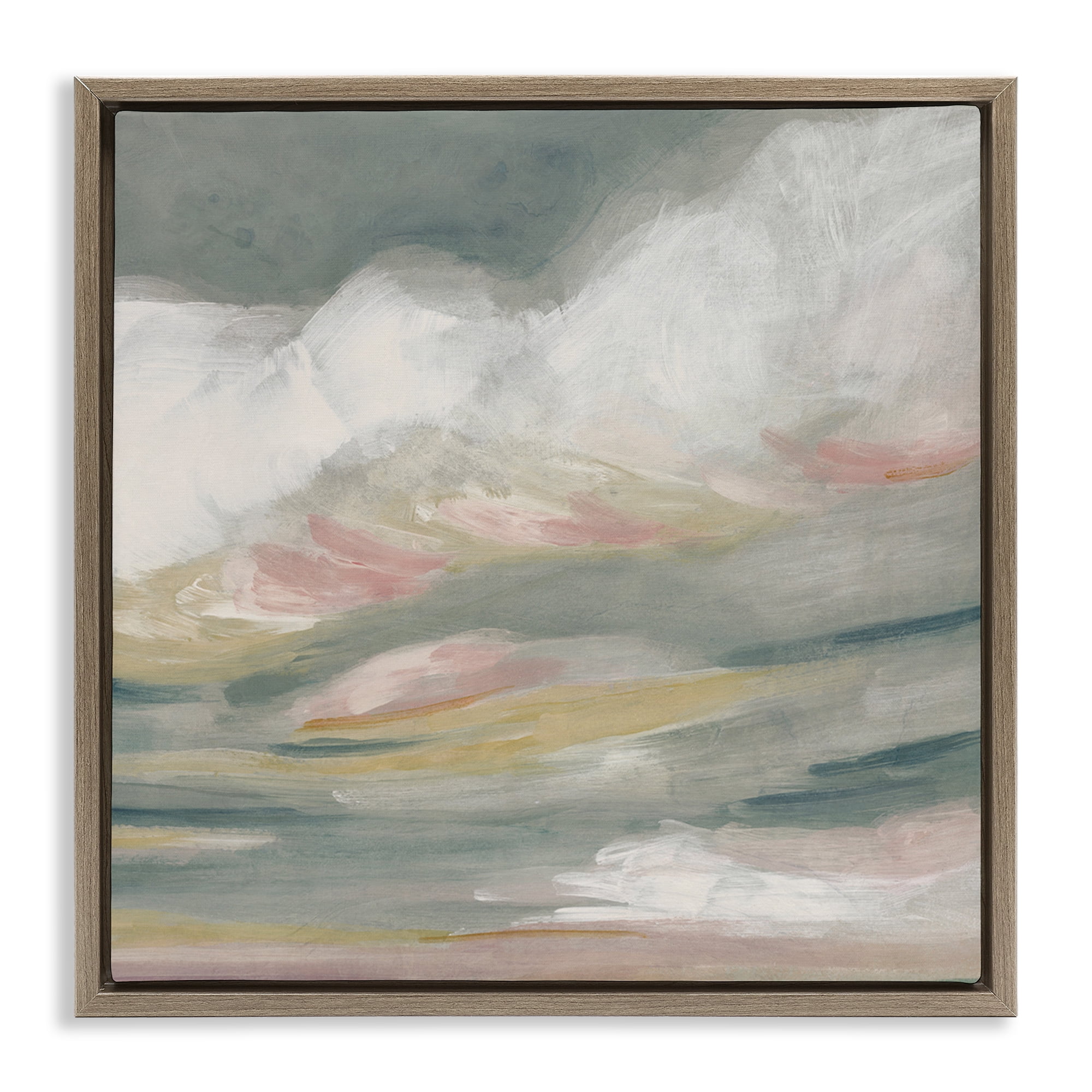 Stupell Industries Storm Clouds Abstraction Landscape Painting Brown Floater Framed Canvas Art Print Wall Art, 18 x 18