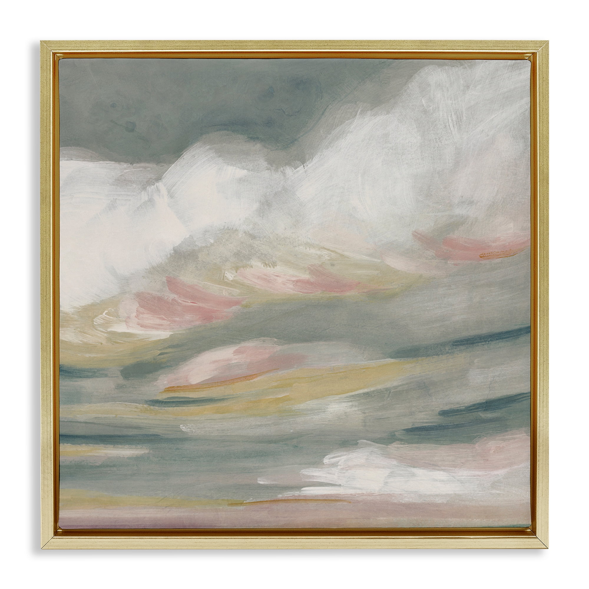 Stupell Industries Storm Clouds Abstraction Landscape Painting Gold Floater Framed Canvas Art Print Wall Art, 25 x 25
