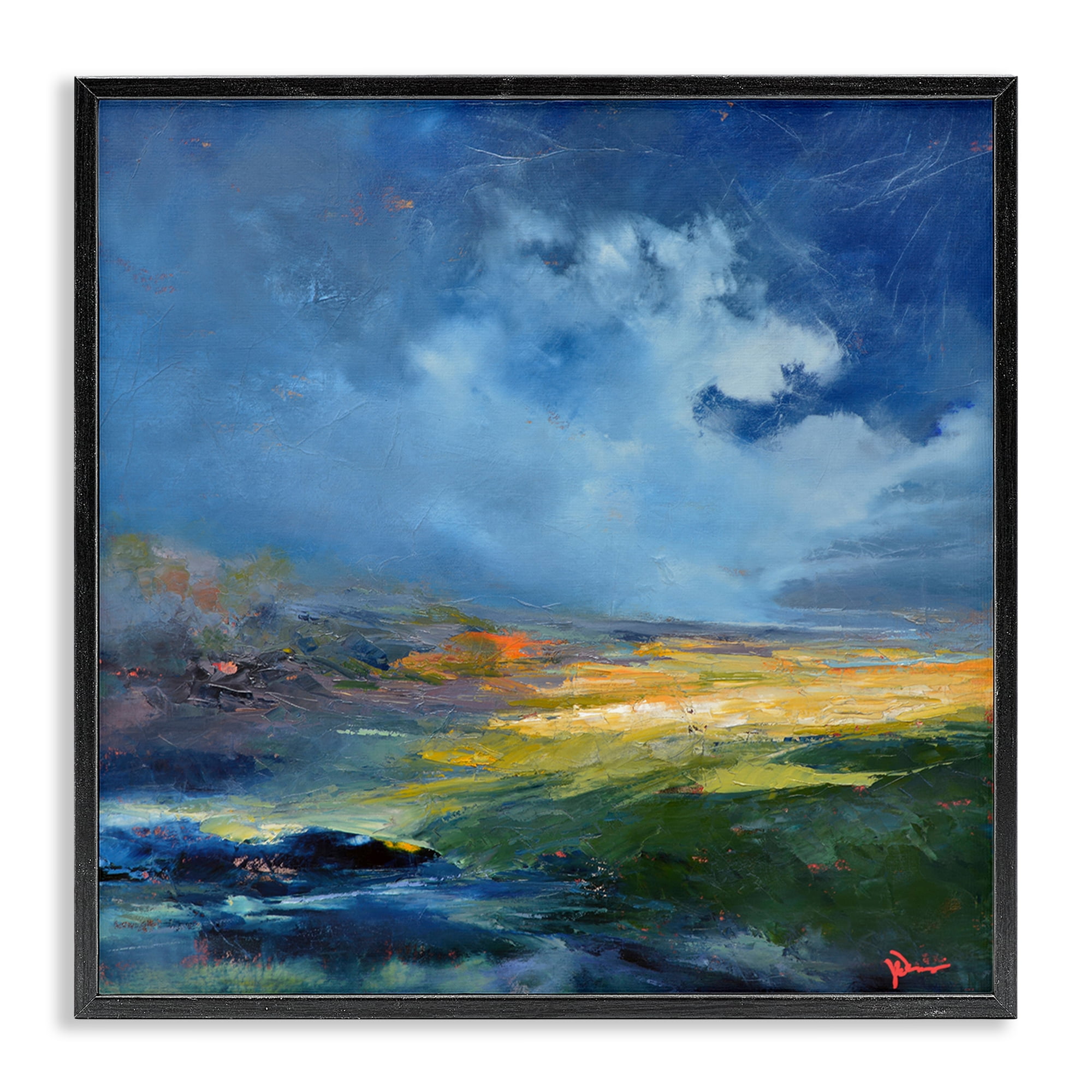Stupell Industries Stormy Abstract Landscape Landscape & Nature Painting Black Framed Art Print Wall Art, 24 x 24