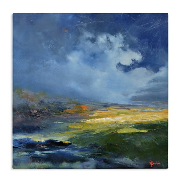 Stupell Industries Stormy Abstract Landscape Landscape & Nature Painting Wrapped Canvas Art Print Wall Art, 17 x 17