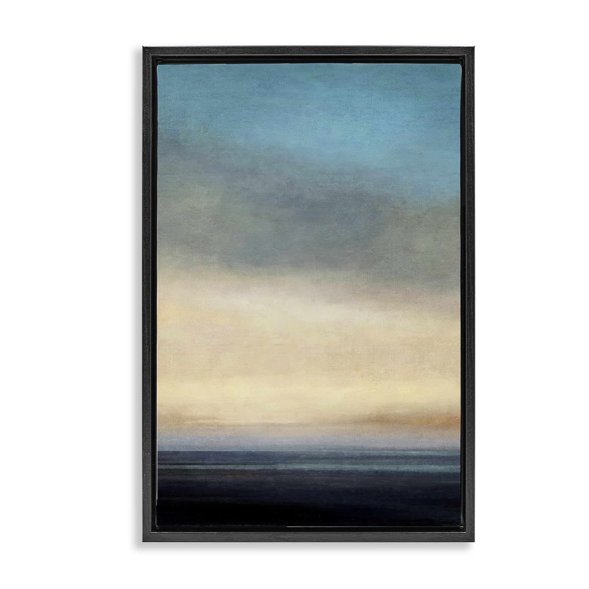 Stupell Industries Stormy Beach Abstraction Coastal Painting Black Floater Framed Canvas Art Print Wall Art, 21 x 31