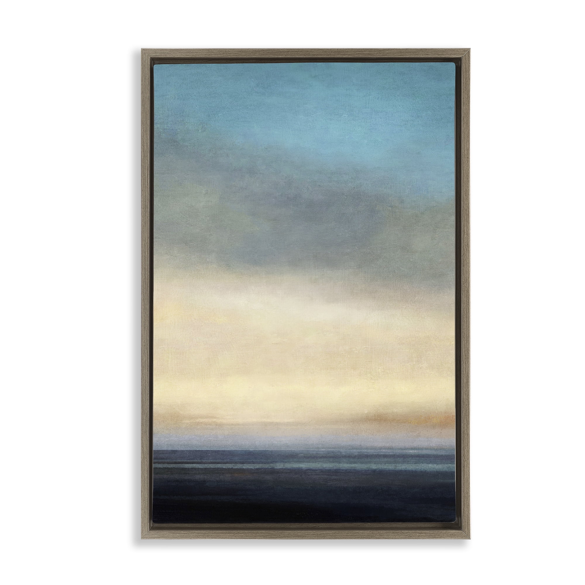 Stupell Industries Stormy Beach Abstraction Coastal Painting Brown Floater Framed Canvas Art Print Wall Art, 17 x 25