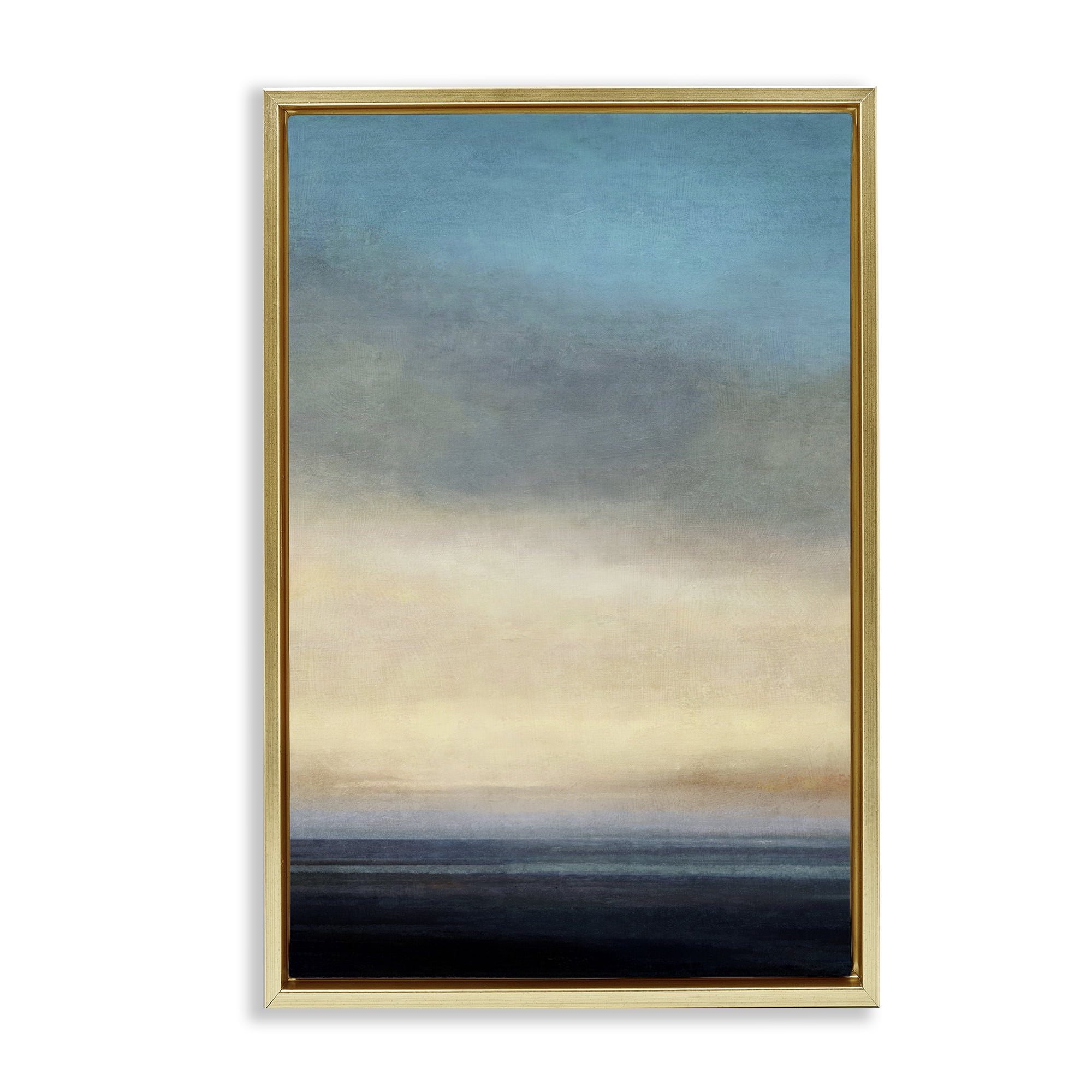Stupell Industries Stormy Beach Abstraction Coastal Painting Gold Floater Framed Canvas Art Print Wall Art, 21 x 31