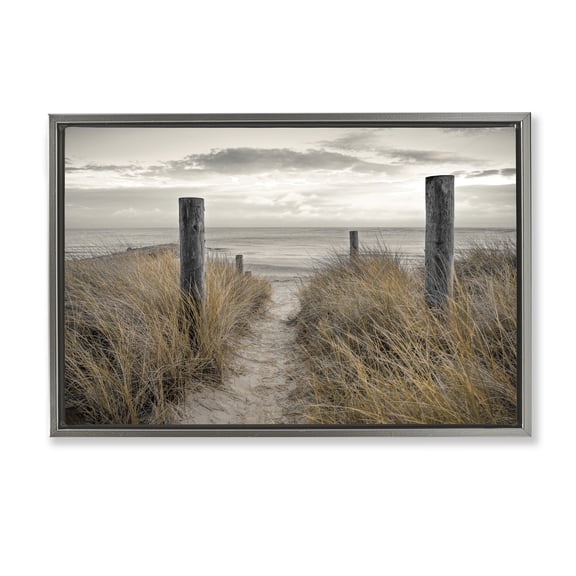Stupell Industries Stormy Beach Day Gray Framed Floater Canvas Wall Art design by Assaf Frank, 17 x 25