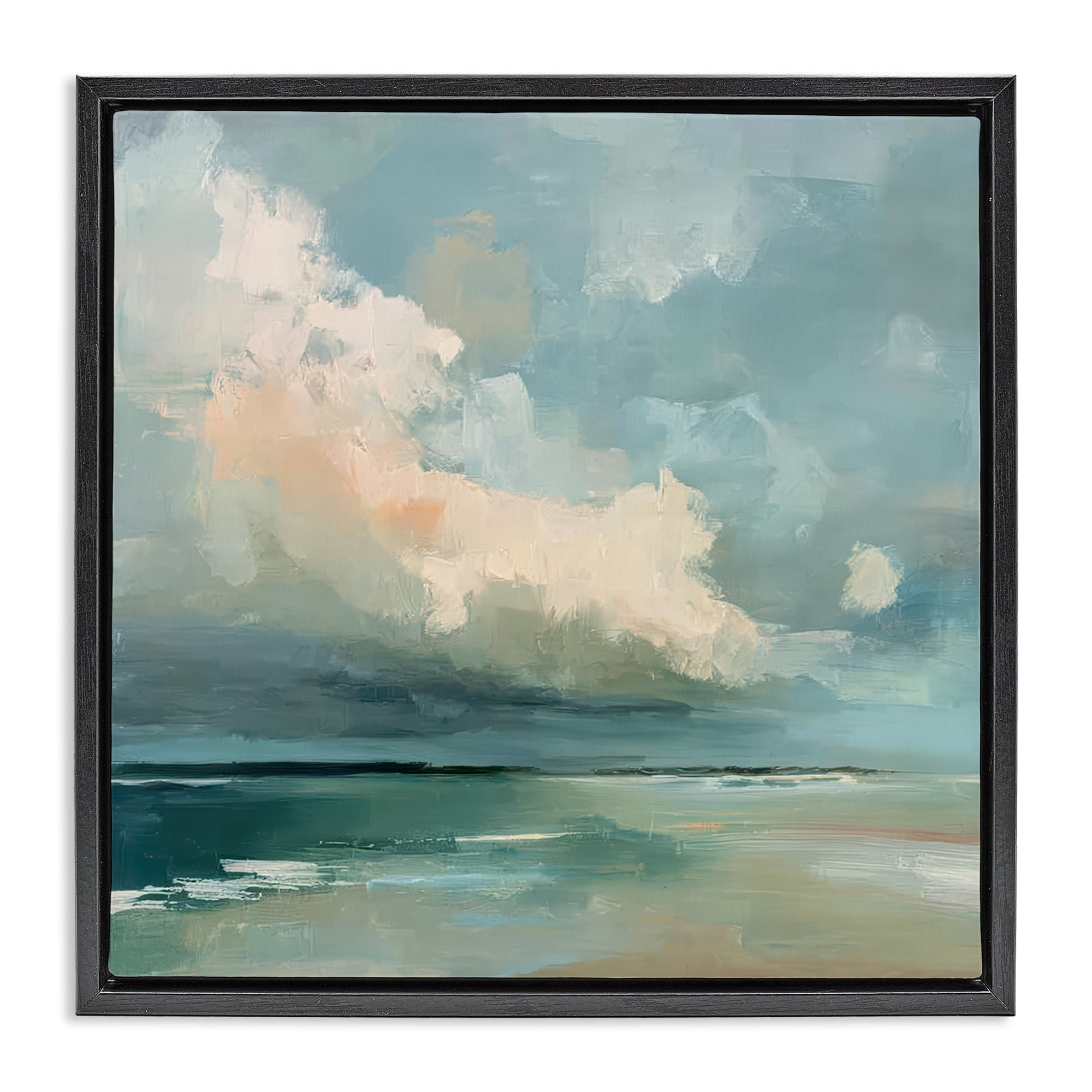Stupell Industries Stormy Beach with Overhead Clouds Black Framed Floater Canvas Wall Art, design by Kim Curinga