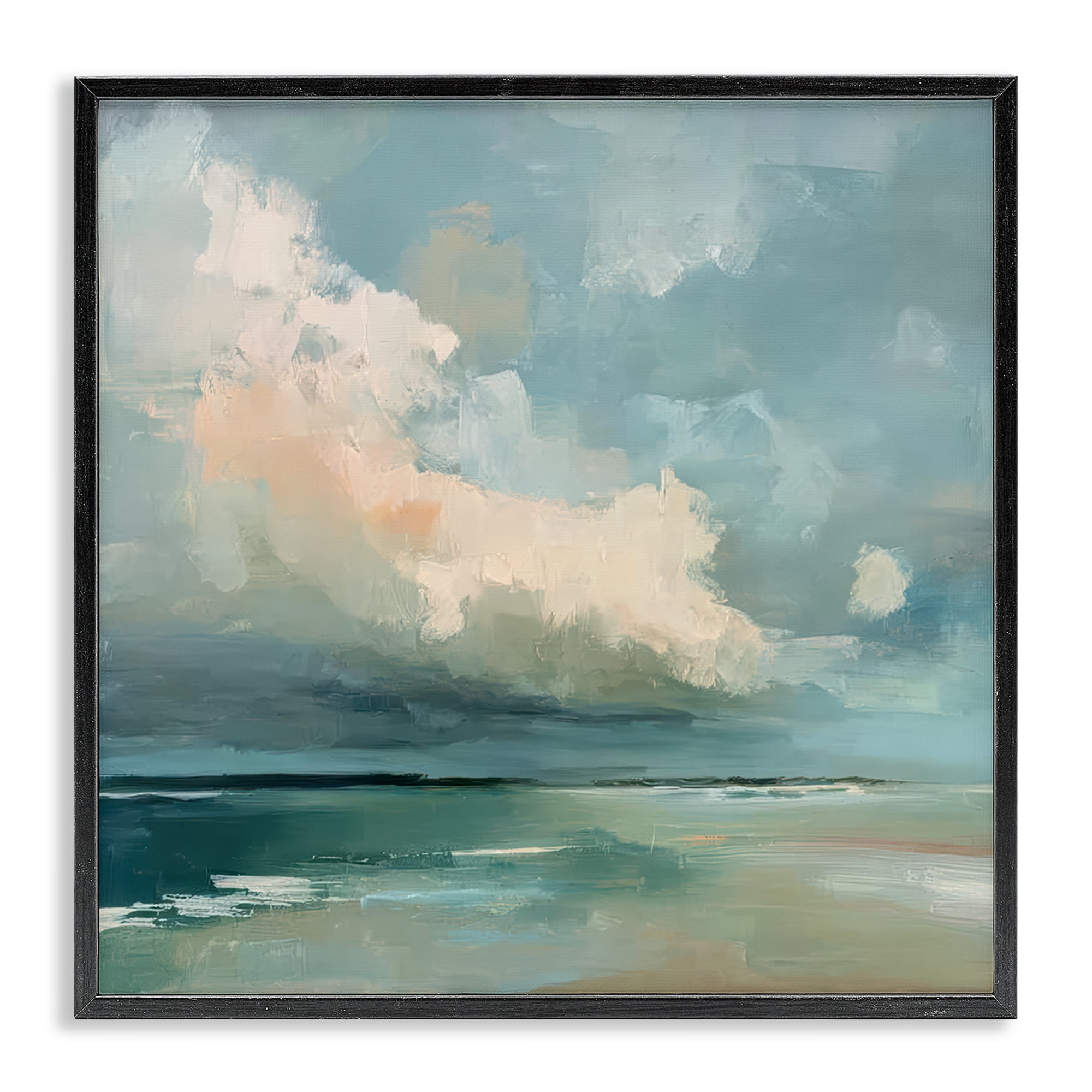 Stupell Industries Stormy Beach with Overhead Clouds Black Framed Giclee Art, design by Kim Curinga