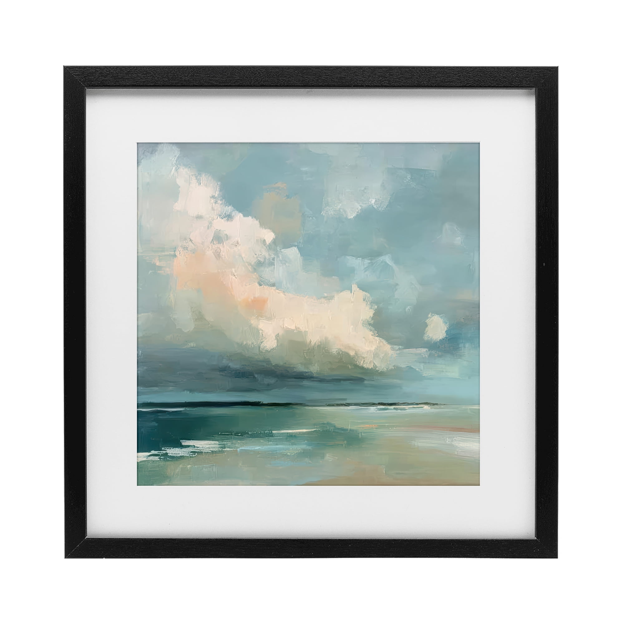 Stupell Industries Stormy Beach with Overhead Clouds Black Framed Print Under Glass, design by Kim Curinga