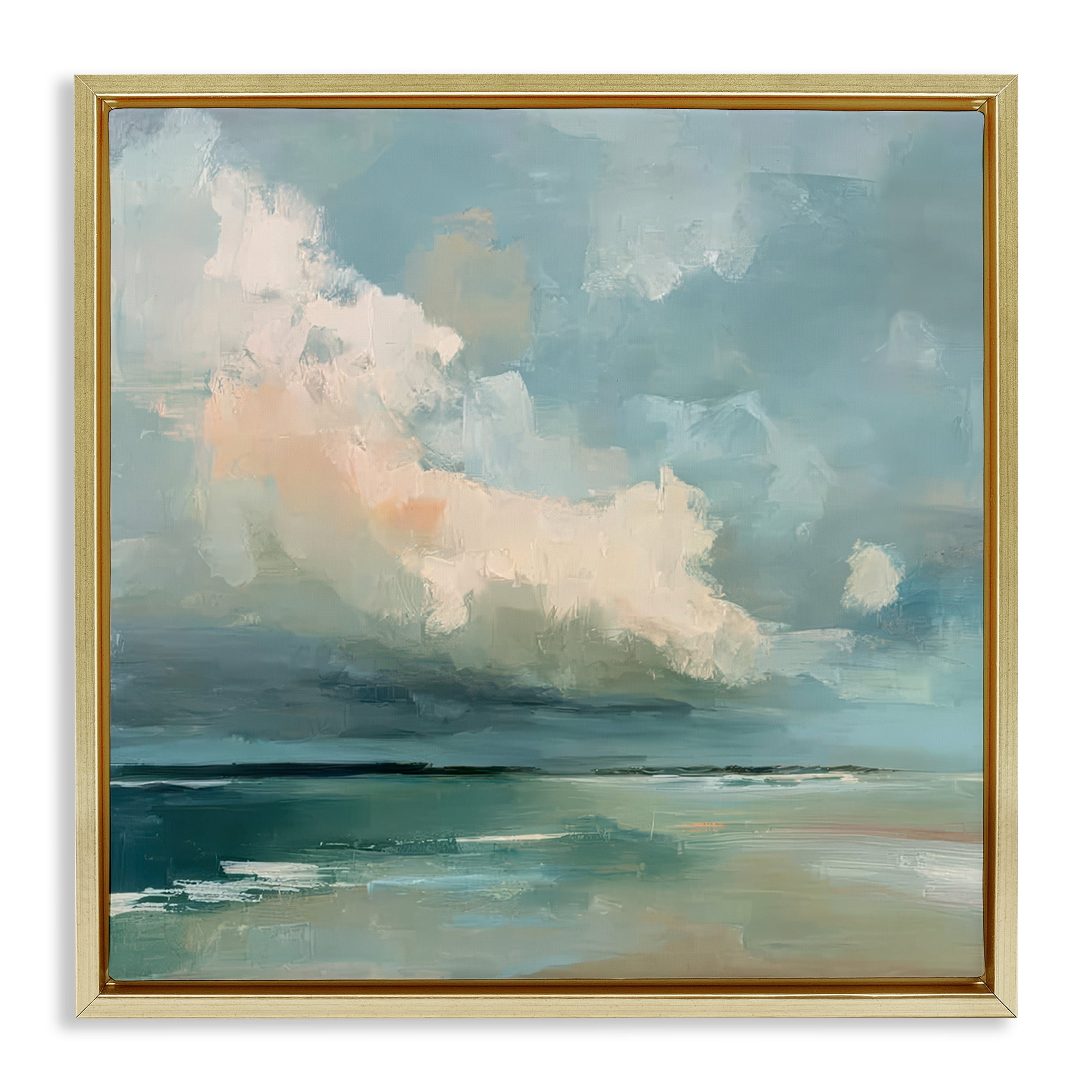 Stupell Industries Stormy Beach with Overhead Clouds Gold Framed Floater Canvas Wall Art, design by Kim Curinga