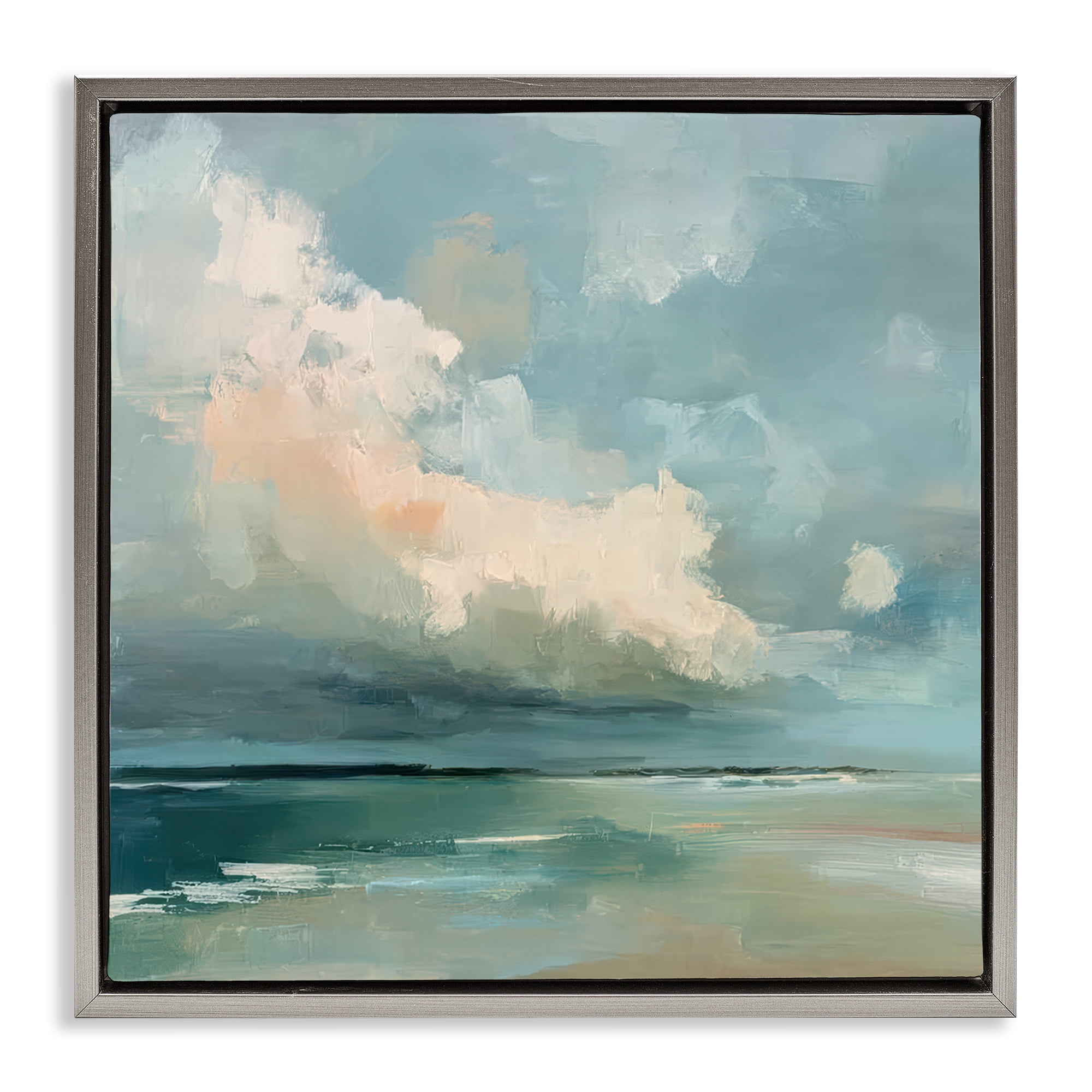 Stupell Industries Stormy Beach with Overhead Clouds Gray Framed Floater Canvas Wall Art, design by Kim Curinga