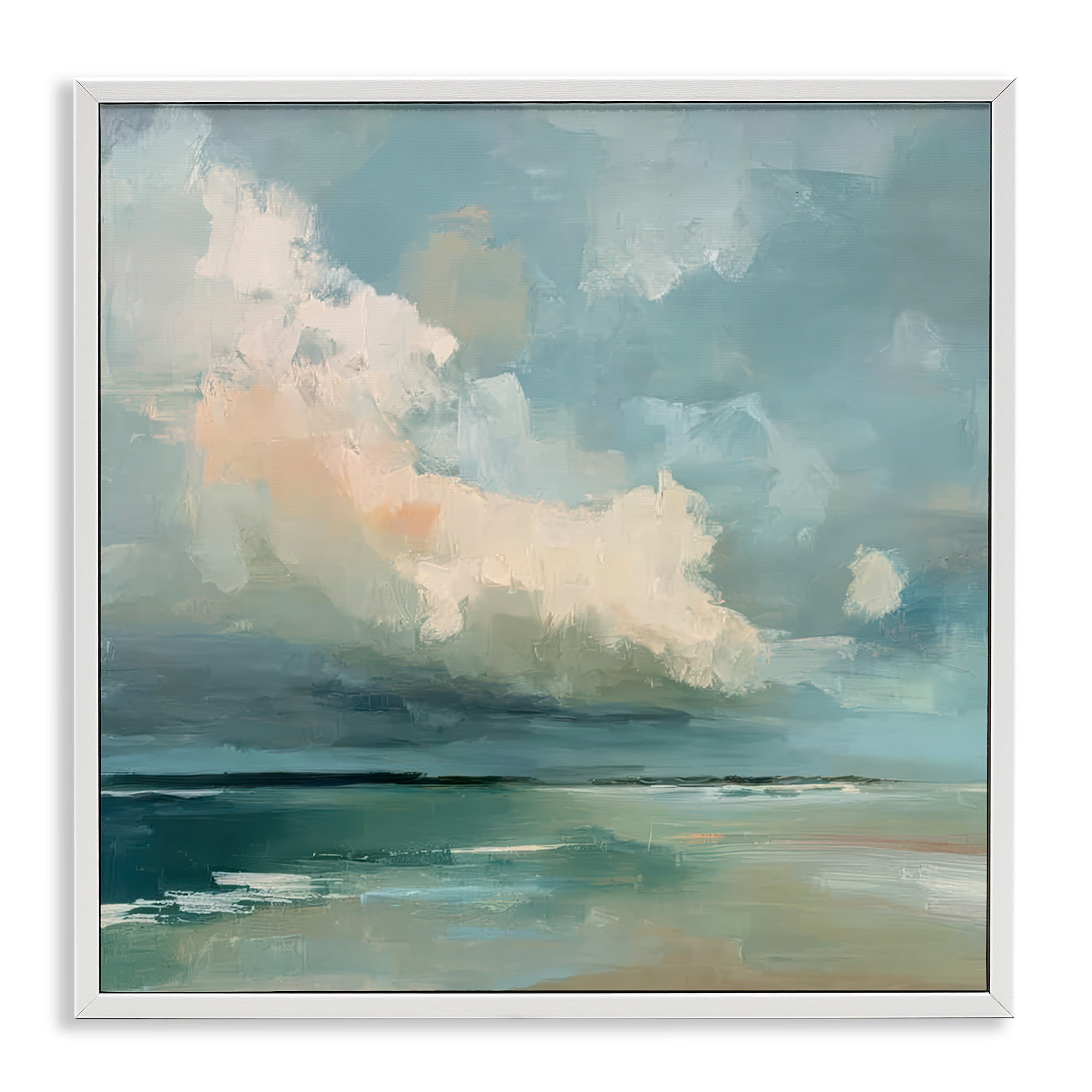 Stupell Industries Stormy Beach with Overhead Clouds White Framed Giclee Art, design by Kim Curinga
