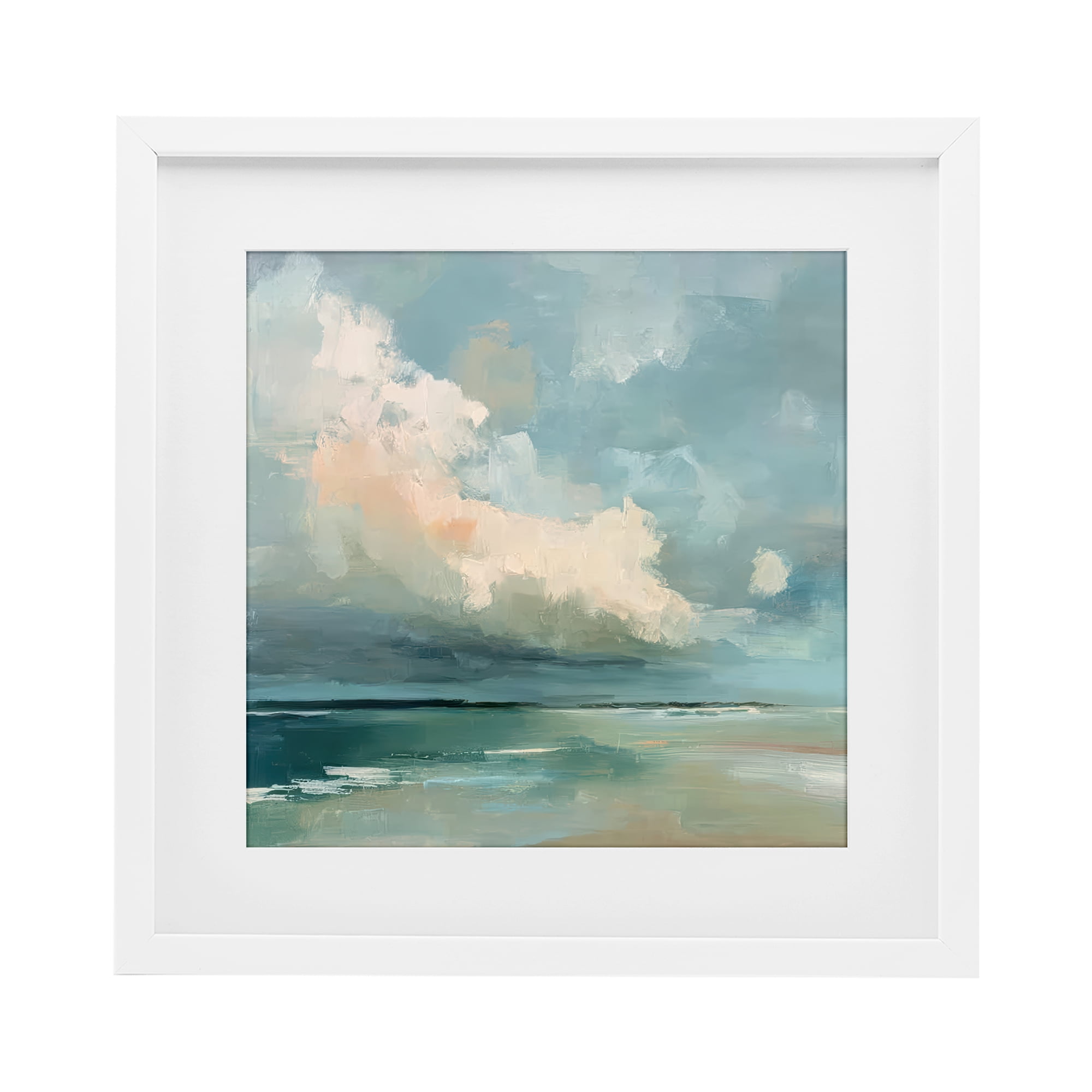 Stupell Industries Stormy Beach with Overhead Clouds White Framed Print Under Glass, design by Kim Curinga