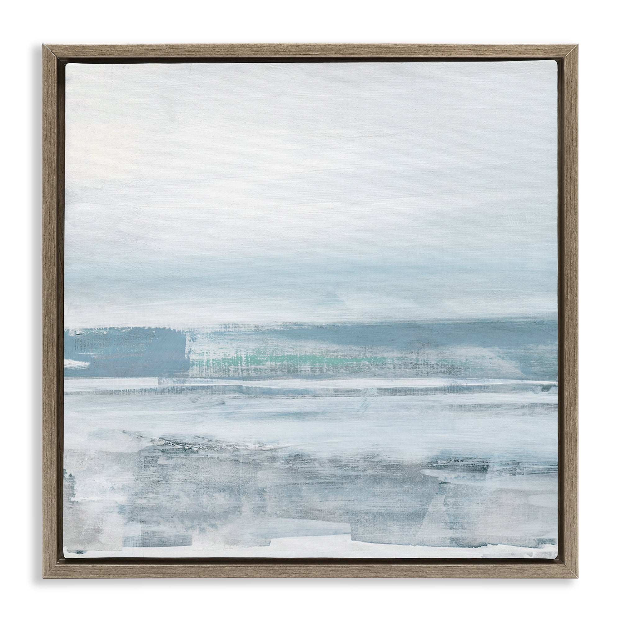 Stupell Industries Stormy Blue Grey Ocean Abstract Painting Brown Floater Framed Canvas Art Print Wall Art, 18 x 18