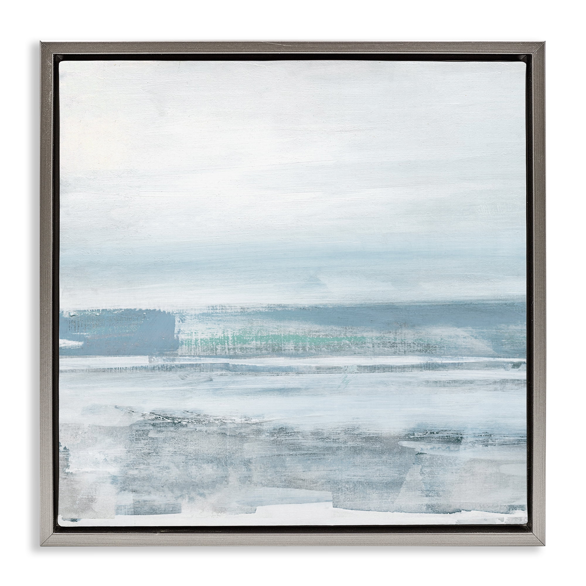 Stupell Industries Stormy Blue Grey Ocean Abstract Painting Gray Floater Framed Canvas Art Print Wall Art, 18 x 18