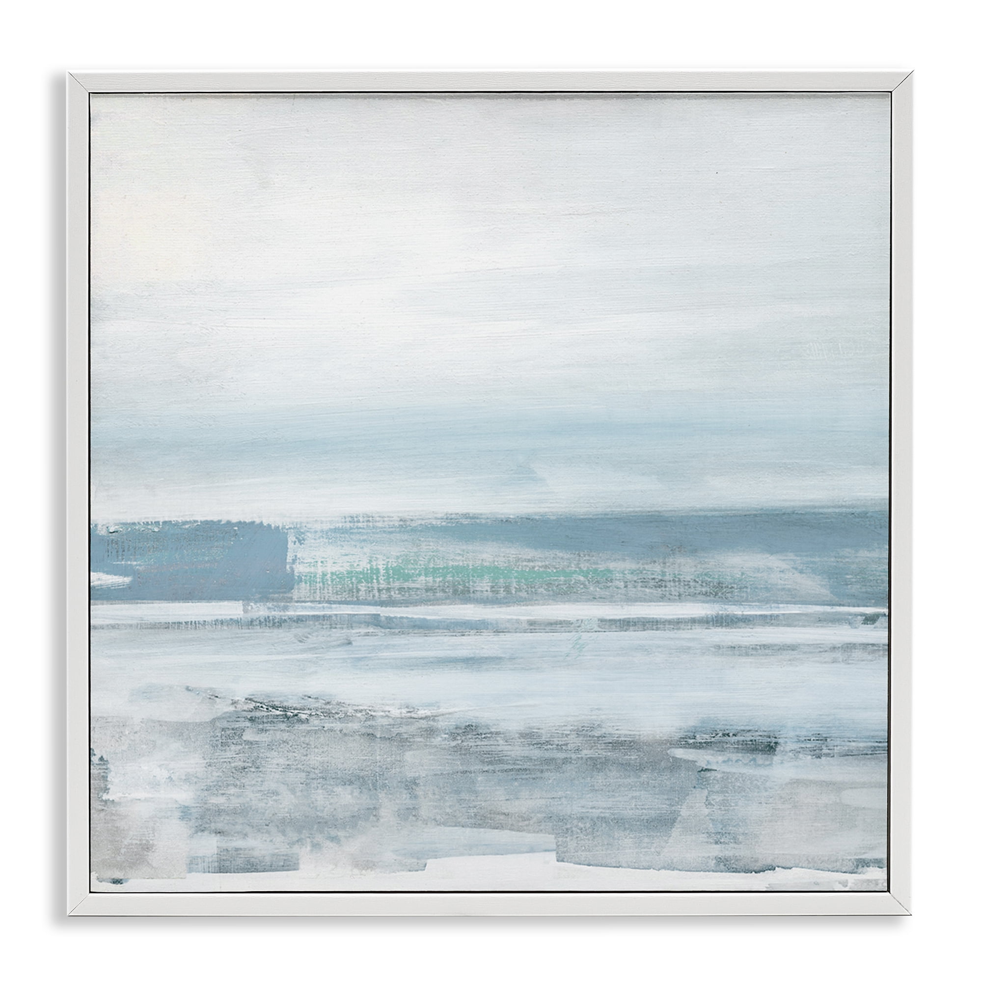 Stupell Industries Stormy Blue Grey Ocean Abstract Painting White Framed Art Print Wall Art, 17 x 17