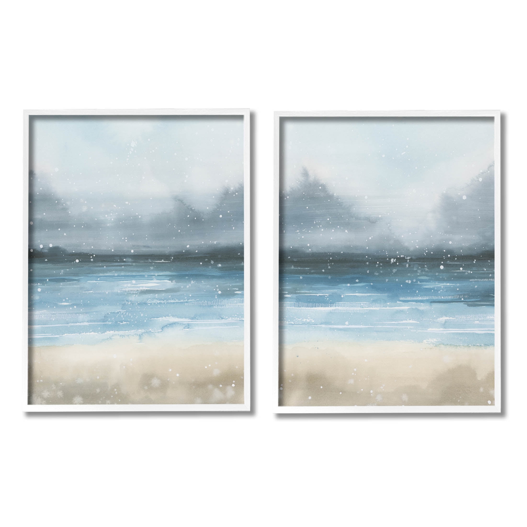 Stupell Industries Stormy Coastal Ocean Waves Graphic Art White Framed Art Print Wall Art, Set of 2, Design by Grace Popp