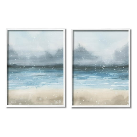 Stupell Industries Stormy Coastal Ocean Waves Graphic Art White Framed Art Print Wall Art, Set of 2, Design by Grace Popp