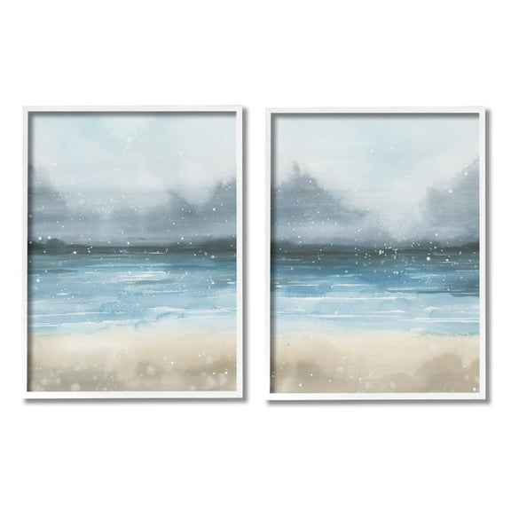 Stupell Industries Stormy Coastal Ocean Waves Graphic Art White Framed Art Print Wall Art, Set of 2, Design by Grace Popp