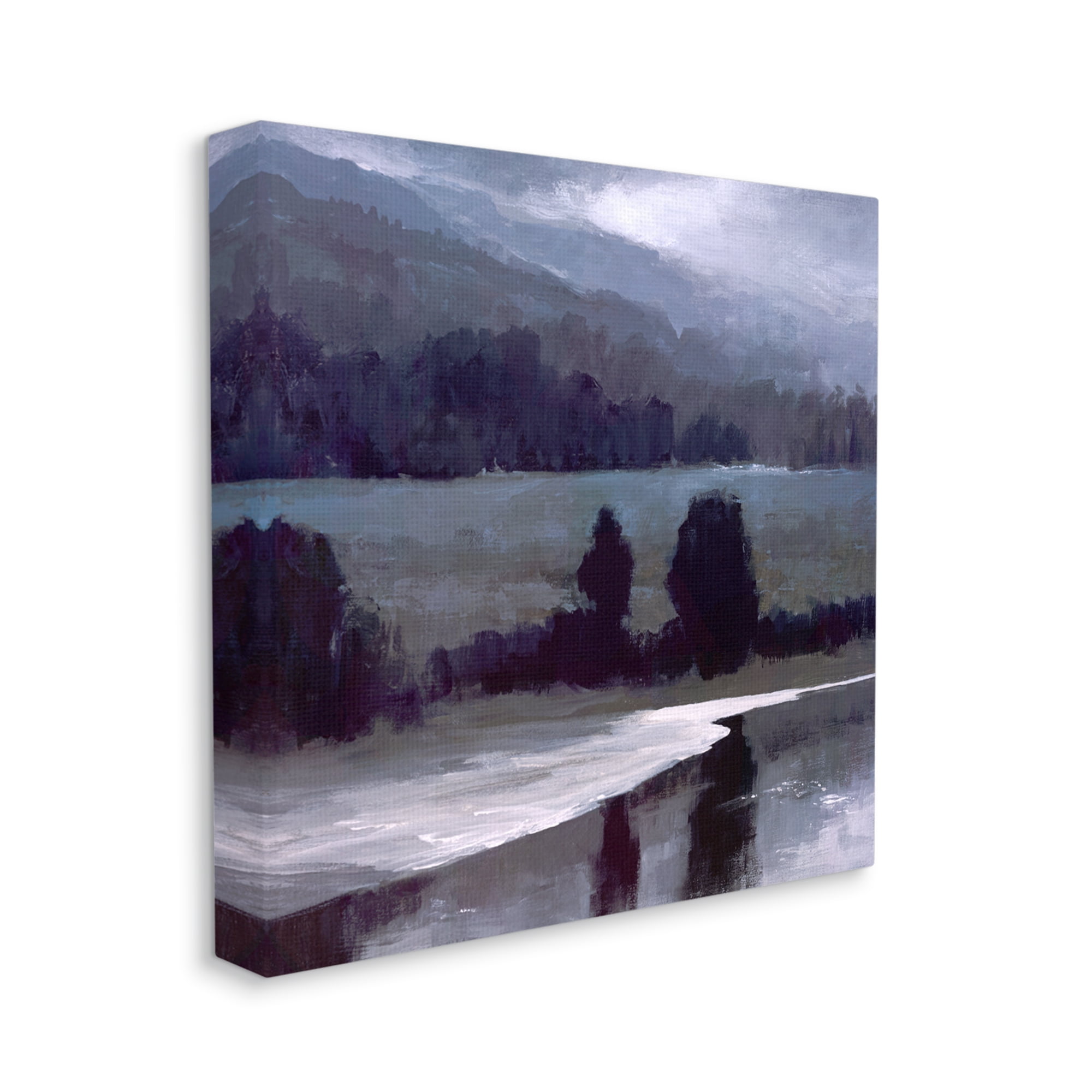Stupell Industries Stormy Countryside Lake Landscape Dark Blue Green Canvas Wall Art, 24 x 24, Design by Sheila Finch