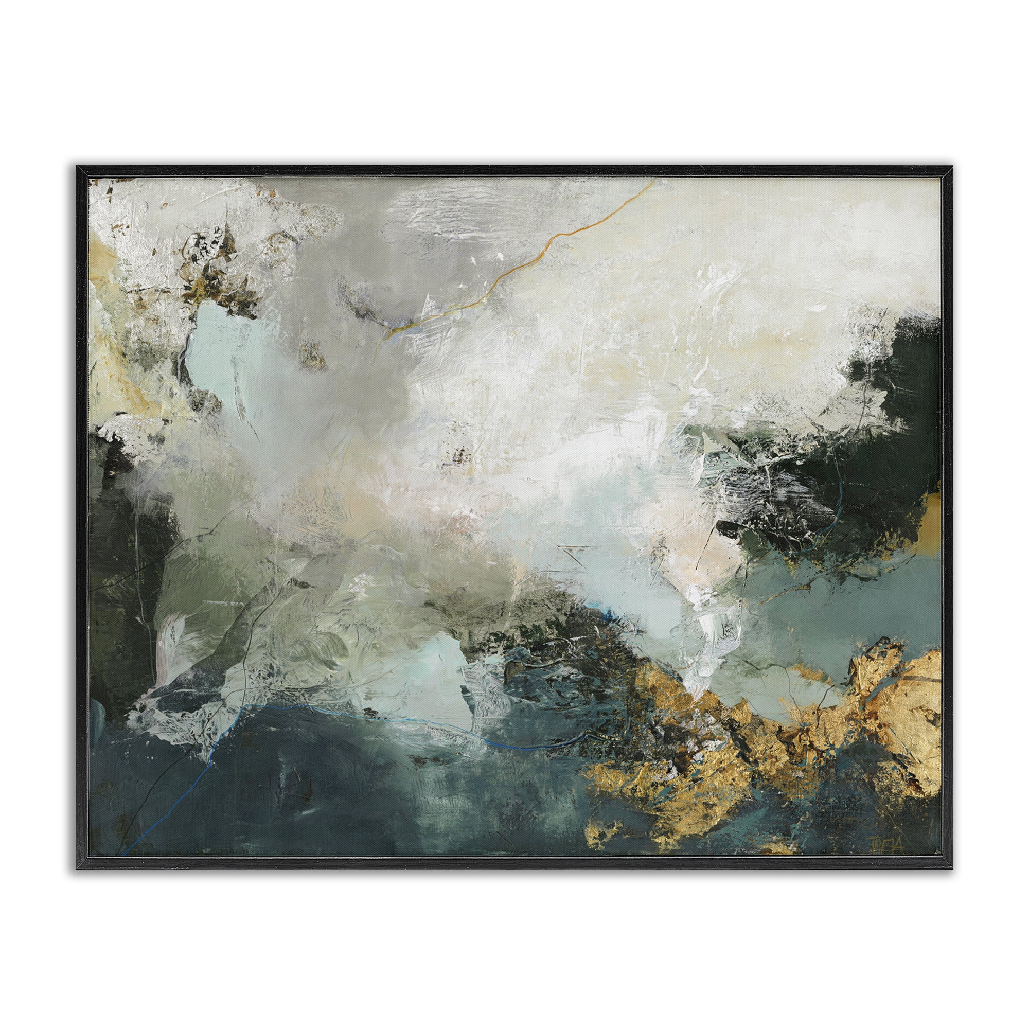 Stupell Industries Stormy Dark Abstraction Abstract Painting Black Framed Art Print Wall Art, 30 x 24