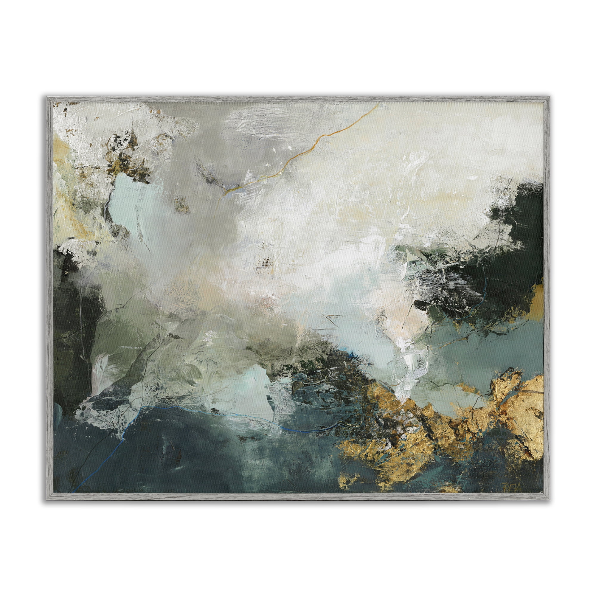 Stupell Industries Stormy Dark Abstraction Abstract Painting Gray Framed Art Print Wall Art, 14 x 11