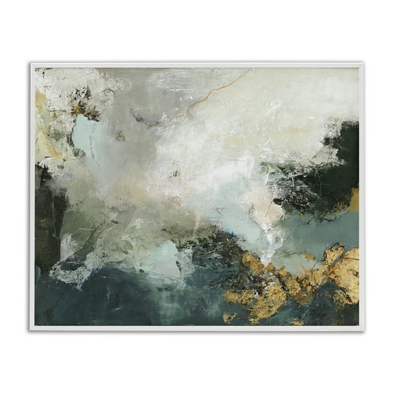 Stupell Industries Stormy Dark Abstraction Abstract Painting White Framed Art Print Wall Art, 14 x 11