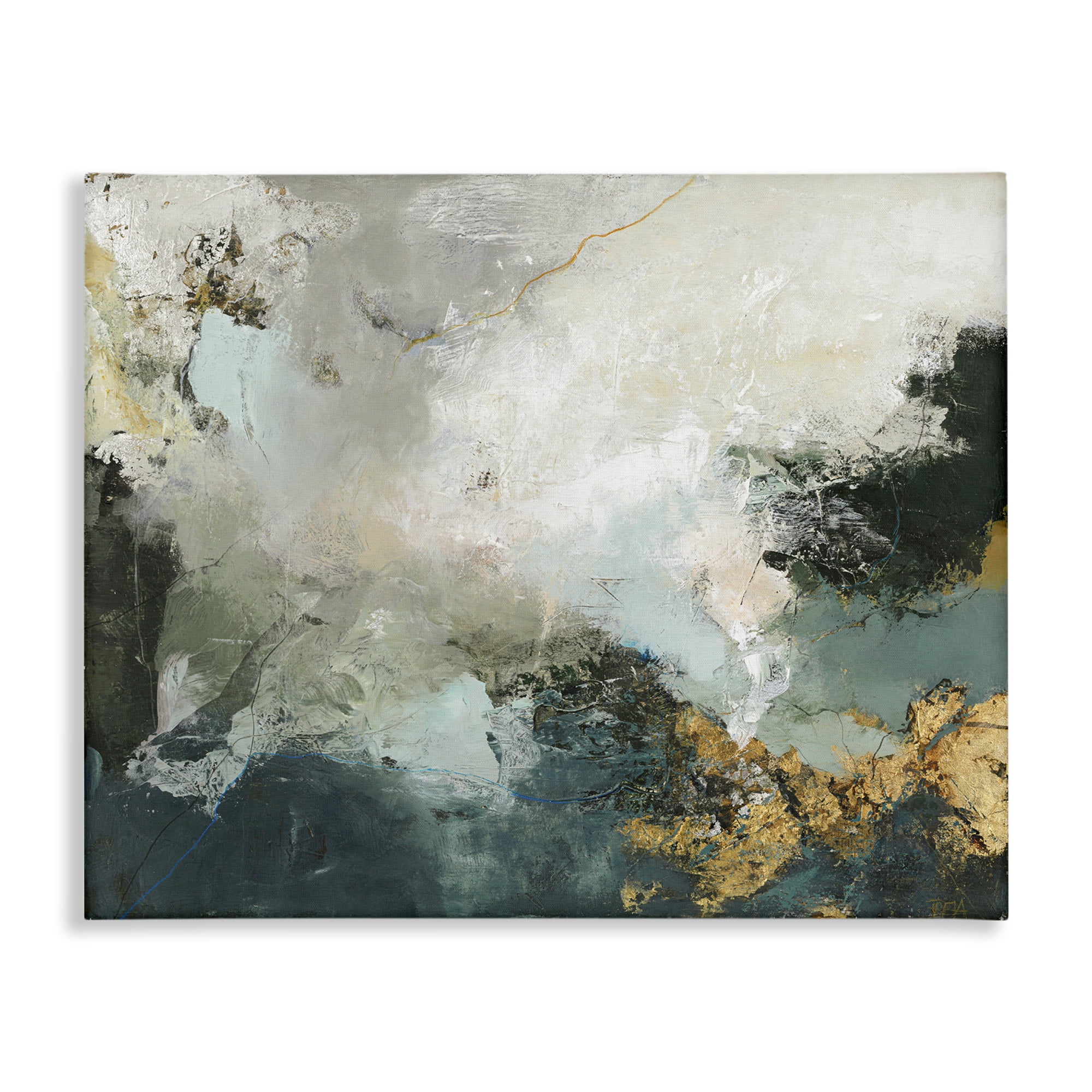 Stupell Industries Stormy Dark Abstraction Abstract Painting Wrapped Canvas Art Print Wall Art, 20 x 16