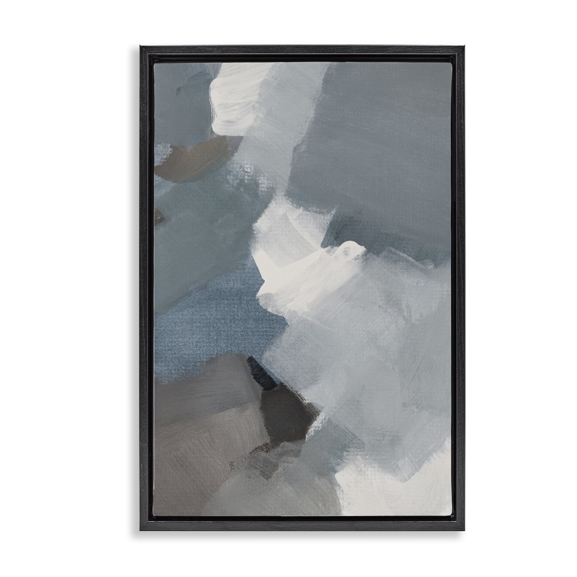 Stupell Industries Stormy Grey Abstract Black Framed Floater Canvas Wall Art, design by Lanie Loreth