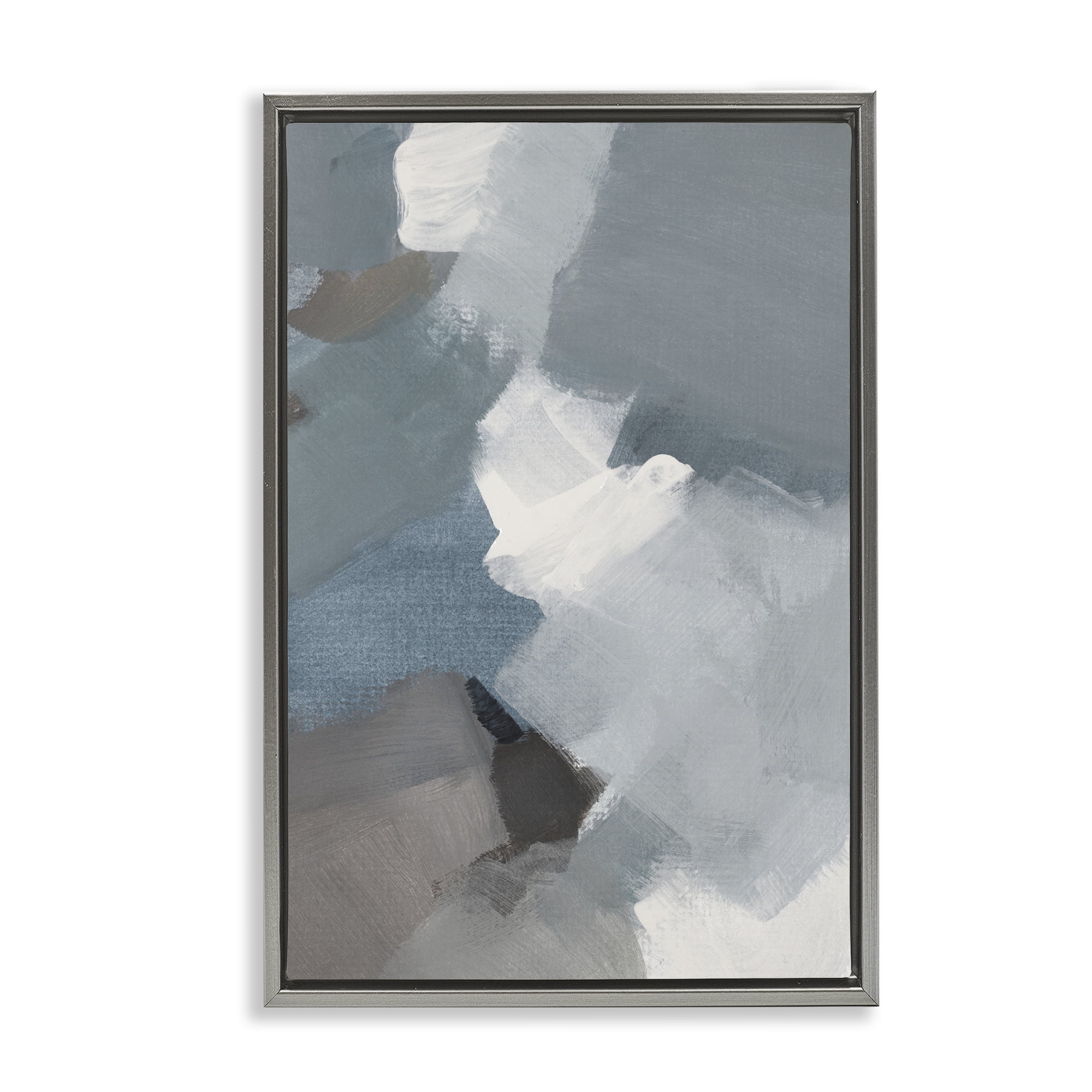 Stupell Industries Stormy Grey Abstract Gray Framed Floater Canvas Wall Art, design by Lanie Loreth