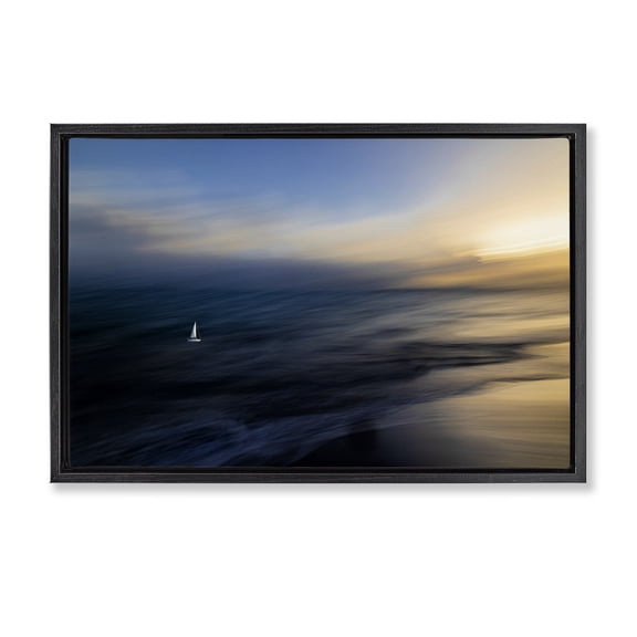 Stupell Industries Stormy Morning Seascape Black Framed Floater Canvas Wall Art design by Peter Dulis, 17 x 25