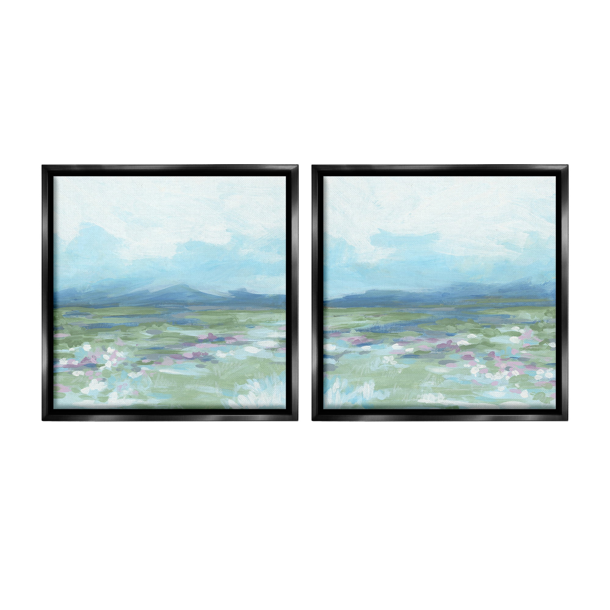 Stupell Industries Stormy Mountain Landscape Landscape Painting Black Floater Framed Canvas Art Print Wall Art, 18 x 18, Set of 2