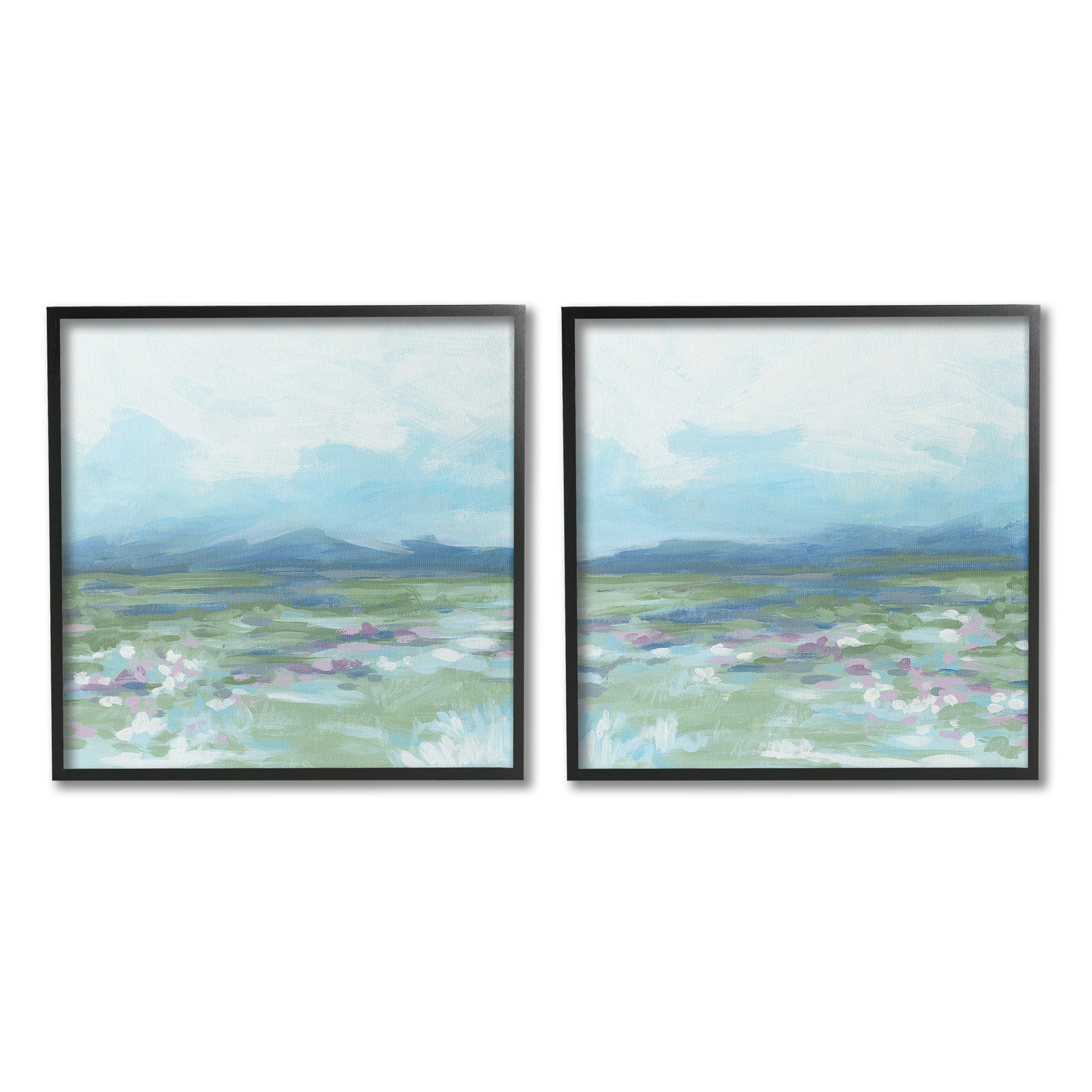 Stupell Industries Stormy Mountain Landscape Landscape Painting Black Framed Art Print Wall Art, 24 x 24, Set of 2