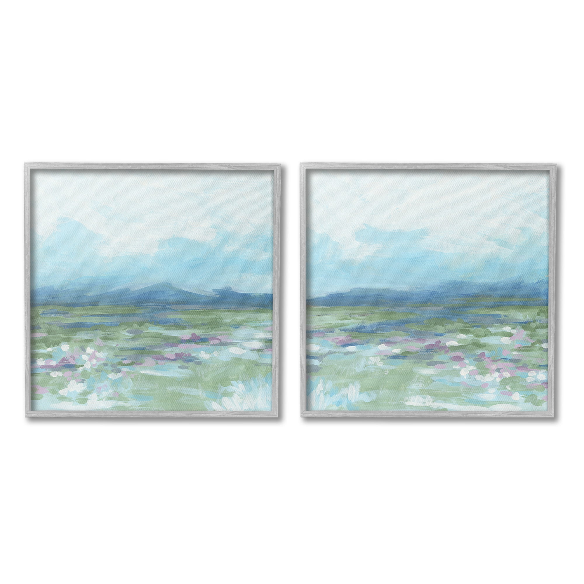 Stupell Industries Stormy Mountain Landscape Landscape Painting Gray Framed Art Print Wall Art, 12 x 12, Set of 2