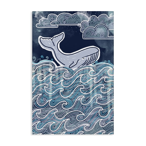 Stupell Industries Stormy Ocean Waves Whale Canvas Wall Art, design by Connie Summers