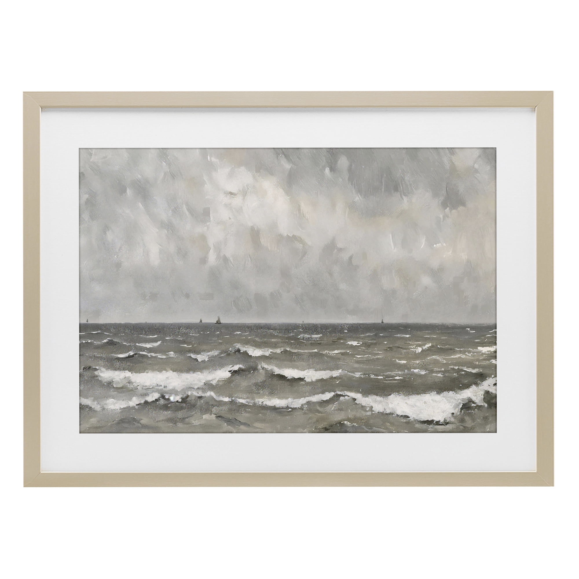 Stupell Industries Stormy Ripples at Sea Birch Framed Print Under Glass, design by Jacky Ngan