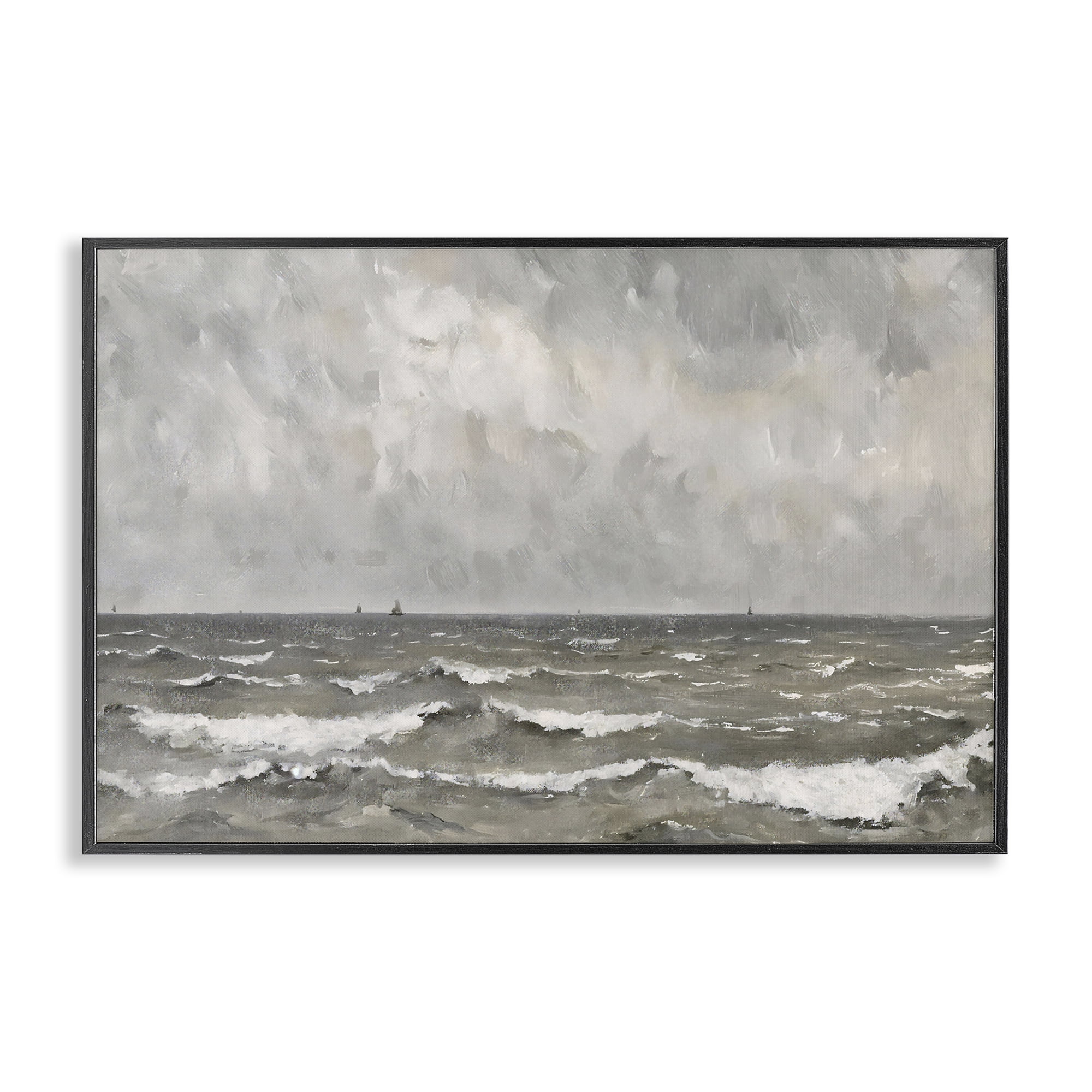 Stupell Industries Stormy Ripples at Sea Black Framed Giclee Art, design by Jacky Ngan