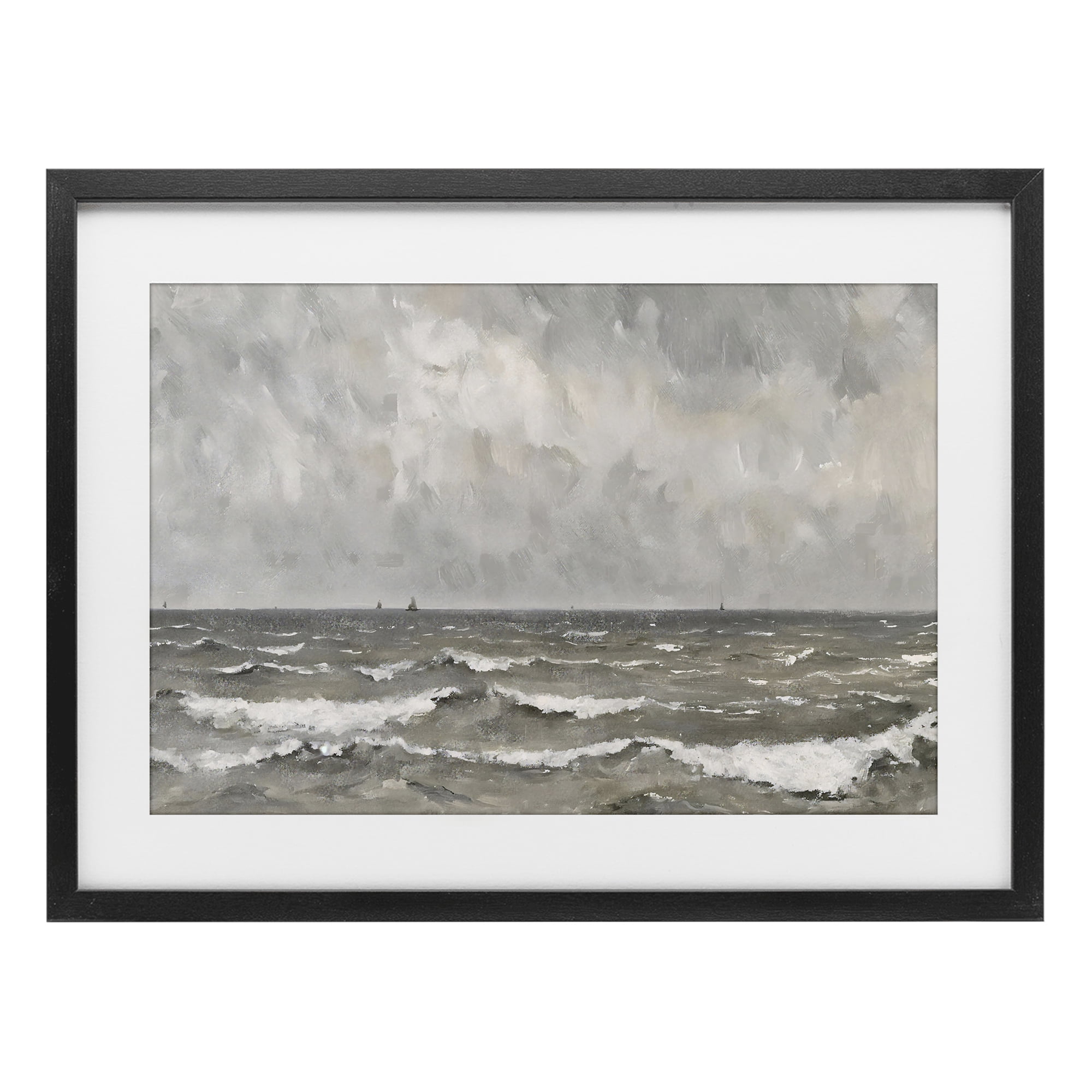 Stupell Industries Stormy Ripples at Sea Black Framed Print Under Glass, design by Jacky Ngan