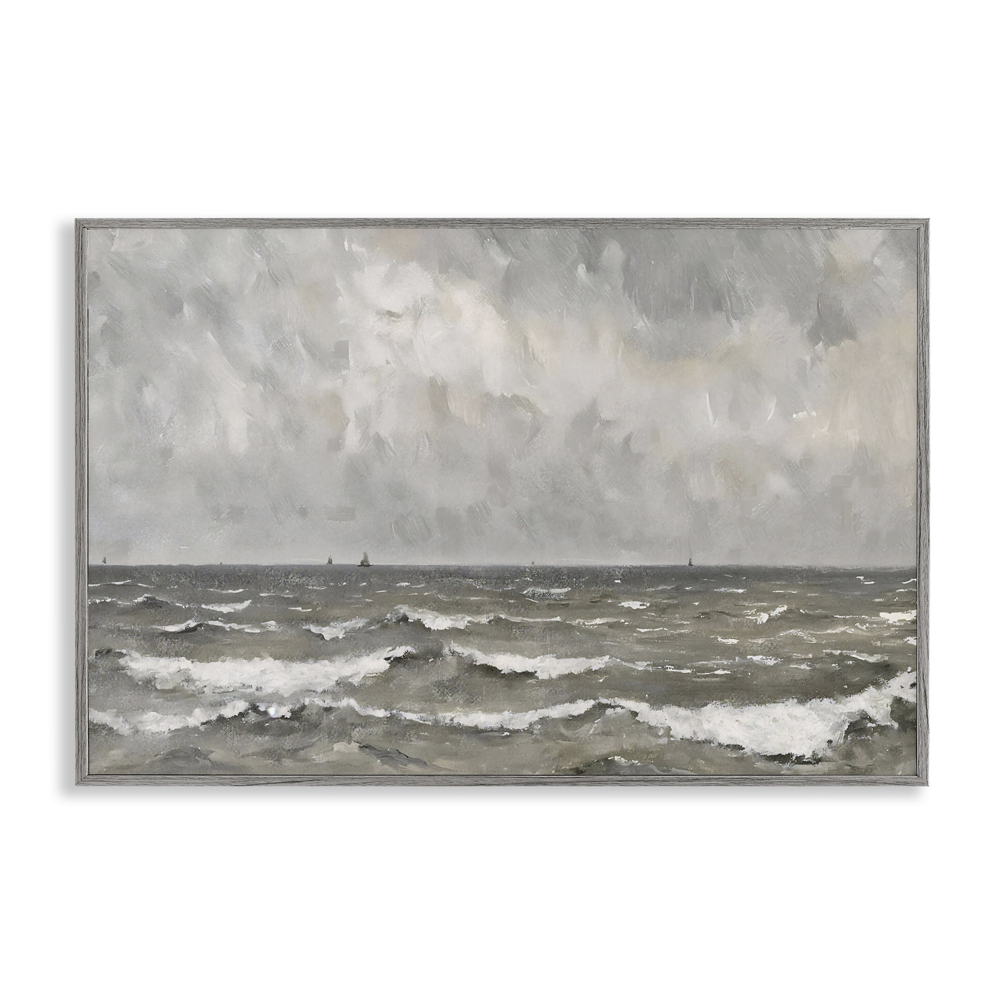 Stupell Industries Stormy Ripples at Sea Gray Framed Giclee Art, design by Jacky Ngan