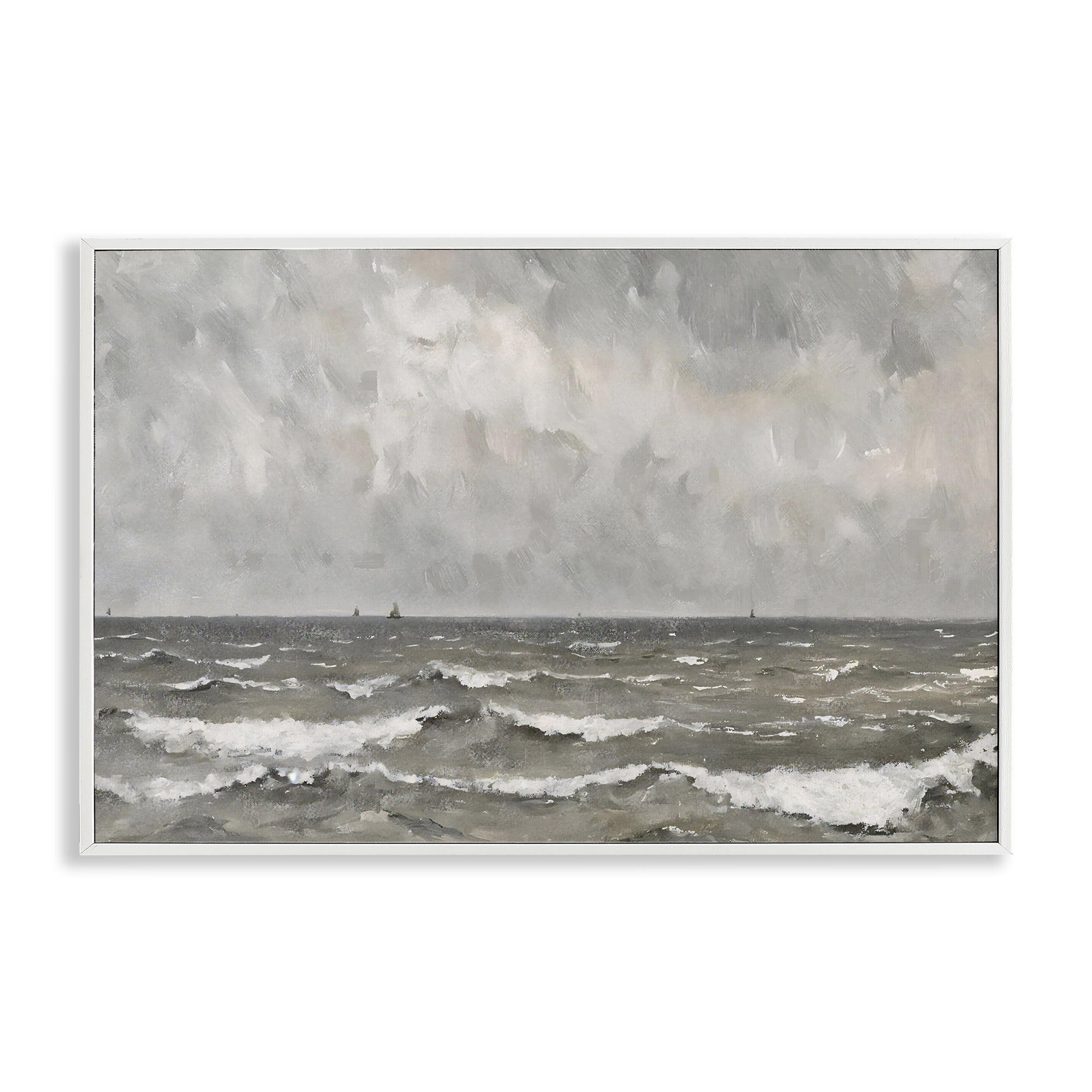 Stupell Industries Stormy Ripples at Sea White Framed Giclee Art, design by Jacky Ngan