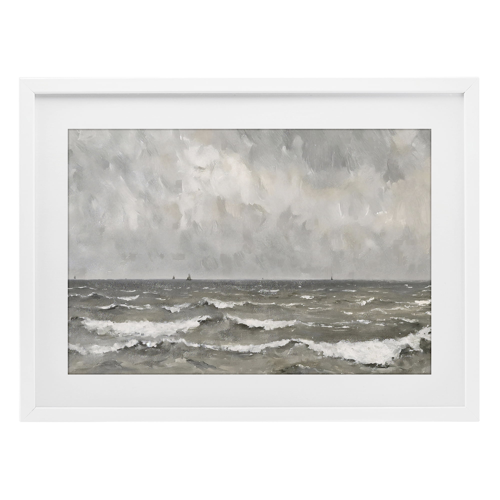 Stupell Industries Stormy Ripples at Sea White Framed Print Under Glass, design by Jacky Ngan