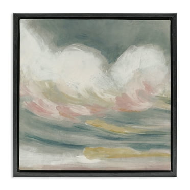 Stupell Industries Stormy Rolling Waves Landscape Painting Black Floater Framed Canvas Art Print Wall Art, 18 x 18