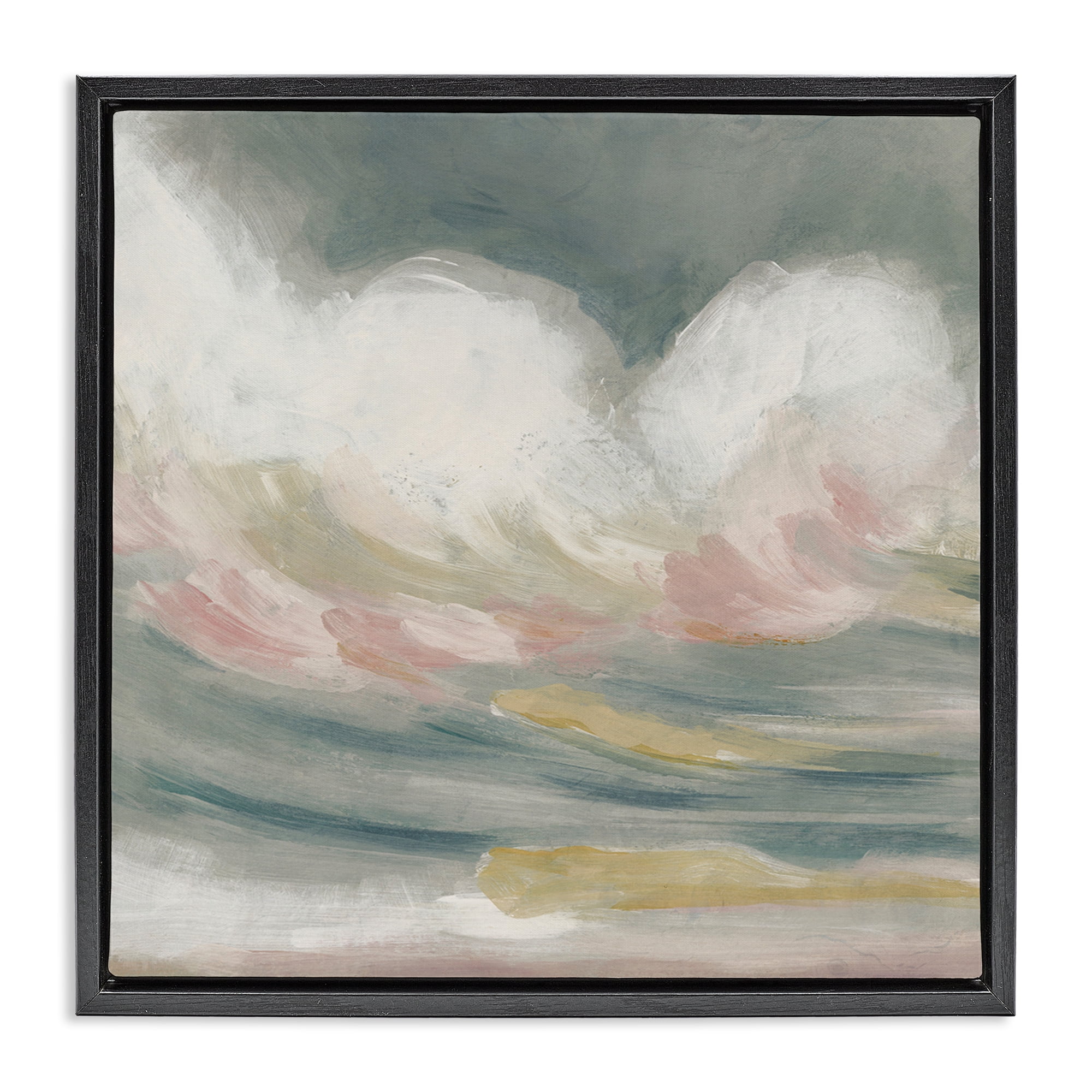Stupell Industries Stormy Rolling Waves Landscape Painting Black Floater Framed Canvas Art Print Wall Art, 25 x 25