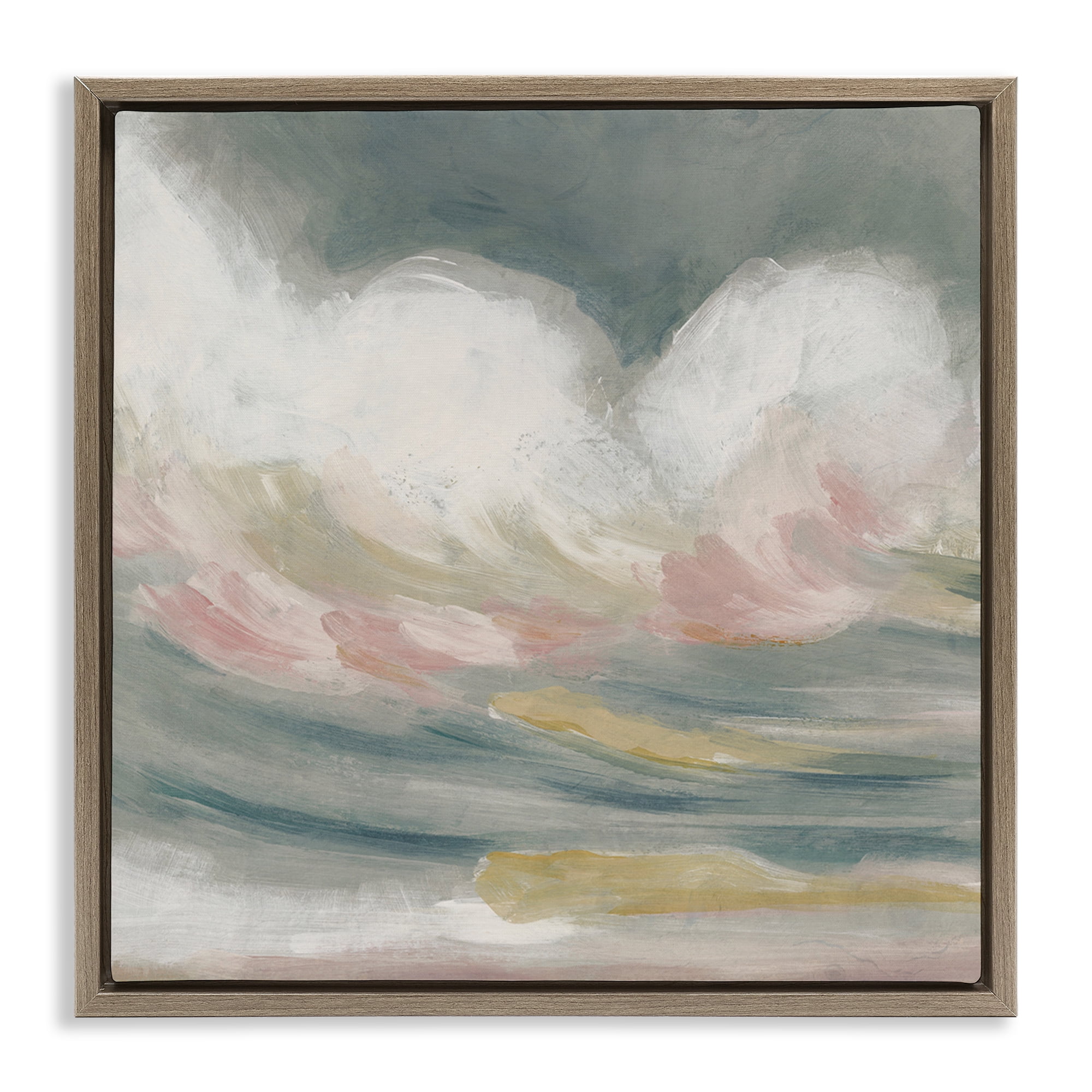 Stupell Industries Stormy Rolling Waves Landscape Painting Brown Floater Framed Canvas Art Print Wall Art, 25 x 25