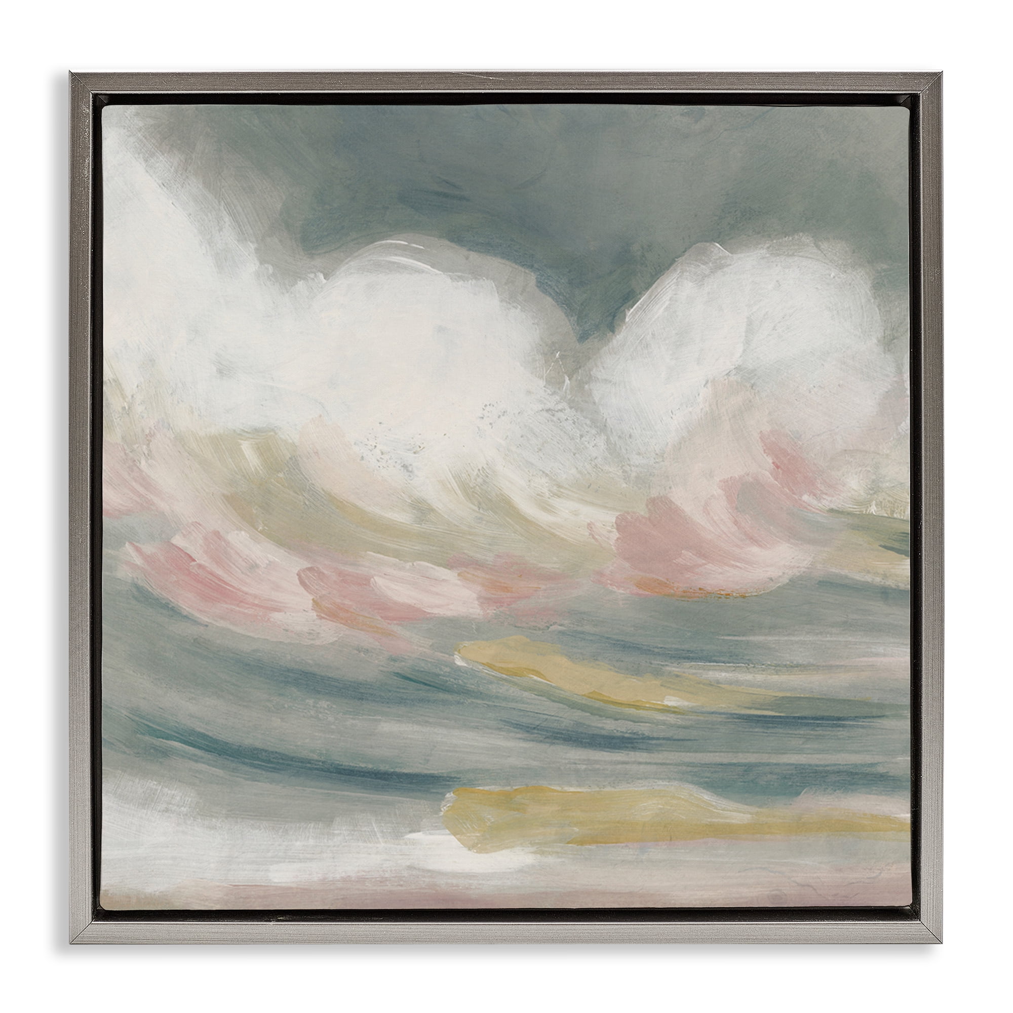 Stupell Industries Stormy Rolling Waves Landscape Painting Gray Floater Framed Canvas Art Print Wall Art, 25 x 25