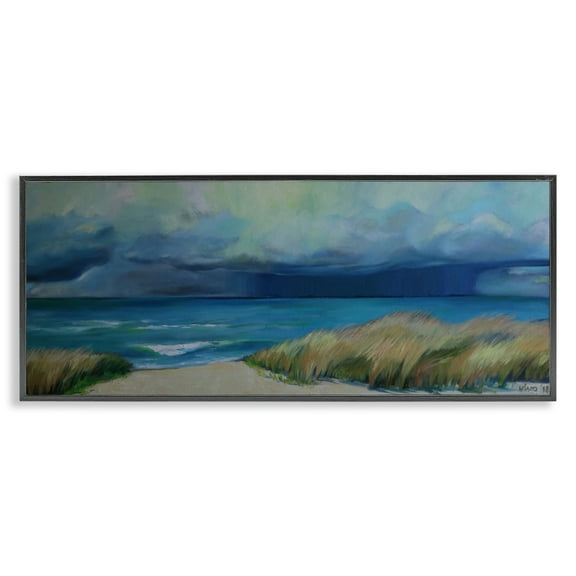 Stupell Industries Stormy Seascape Sky Black Framed Giclee Art design by Violeta Vollmer, 13 x 30