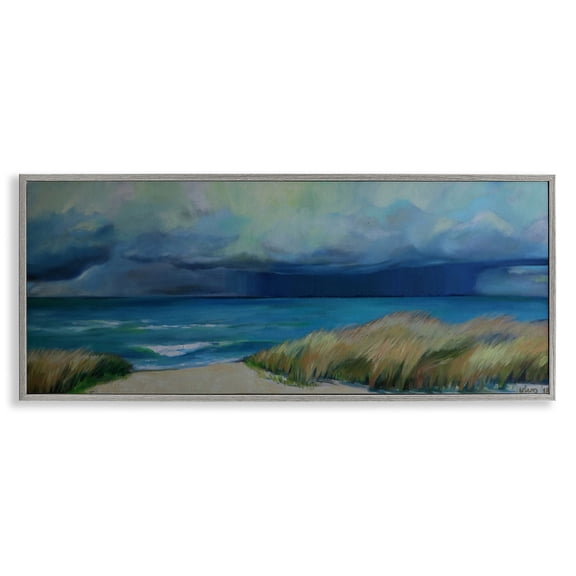 Stupell Industries Stormy Seascape Sky Gray Framed Giclee Art design by Violeta Vollmer, 10 x 24