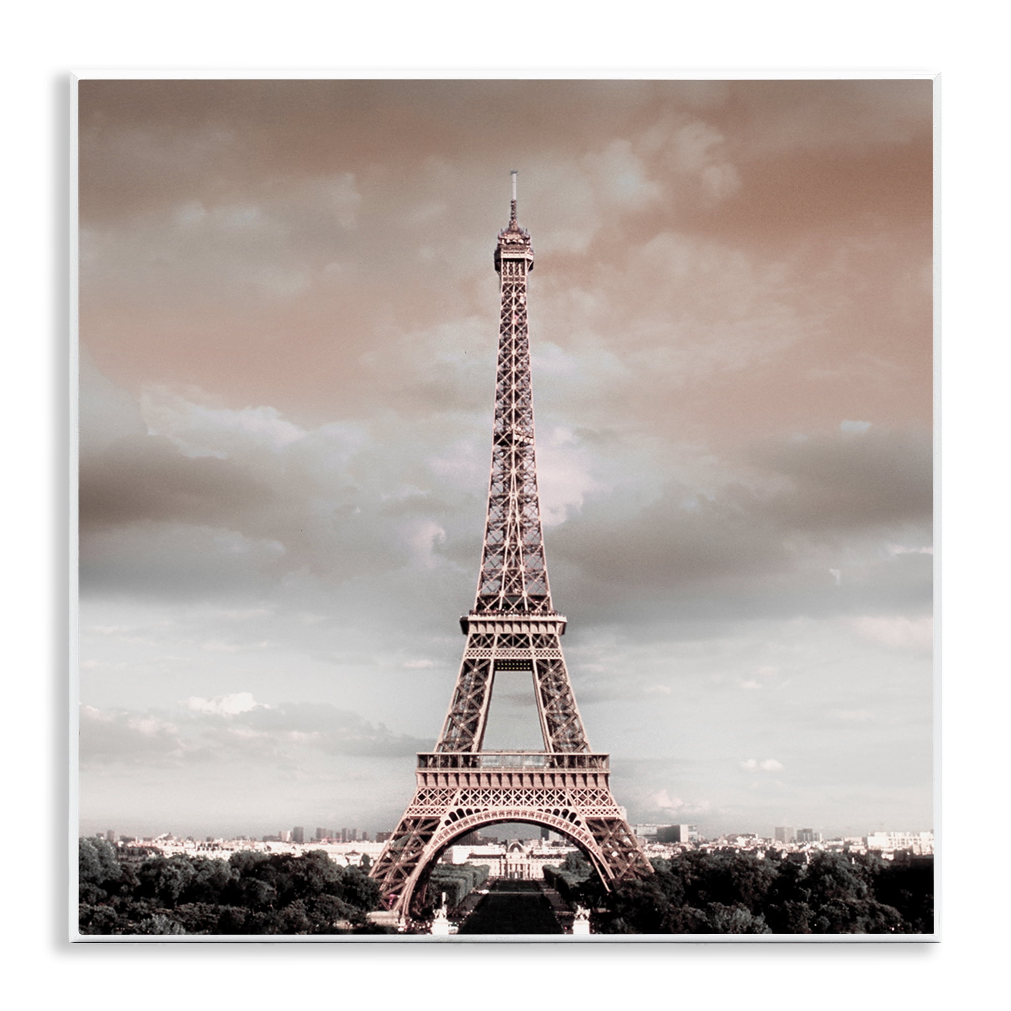 Stupell Industries Stormy View Eiffel Tower Cities & Countries Painting Unframed Art Print Wall Art, 12 x 12