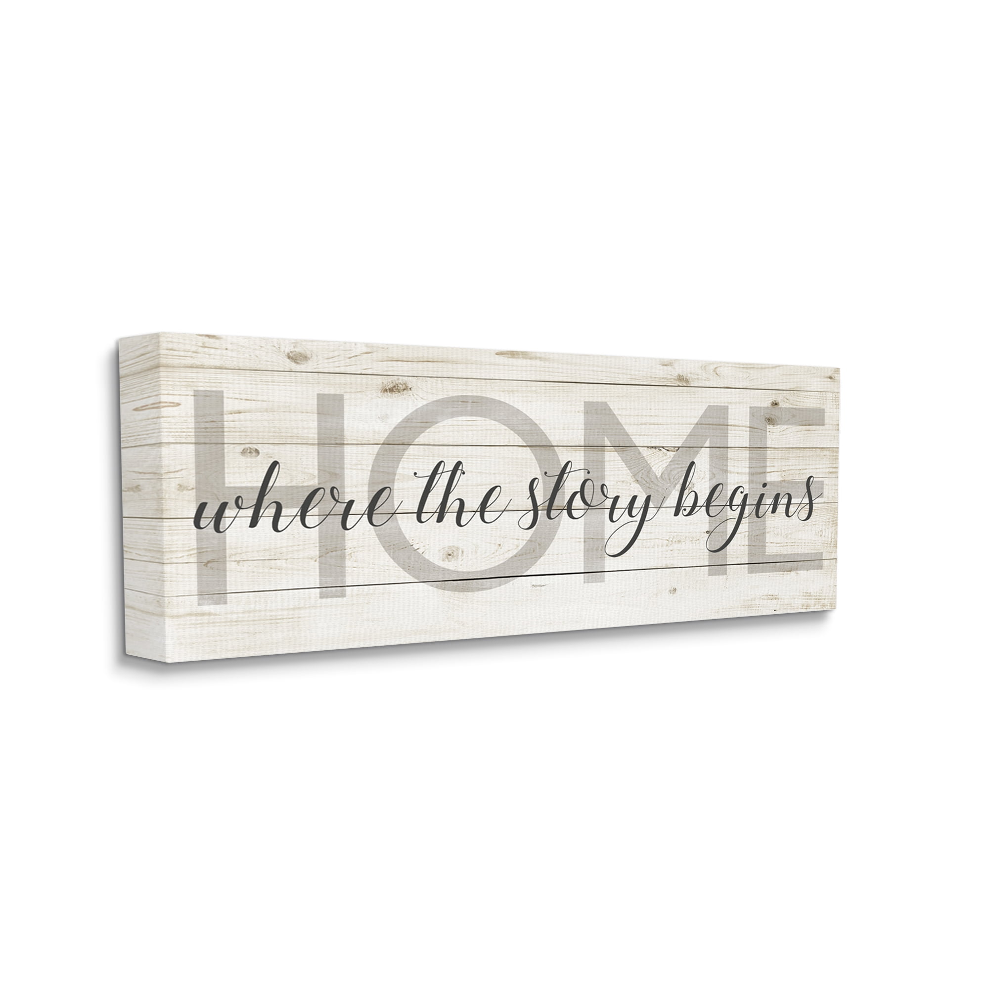 Stupell Industries Story Begins Family Home Inspirational Word Textured Wood Design, 17 x 40,Design by Anna Quach